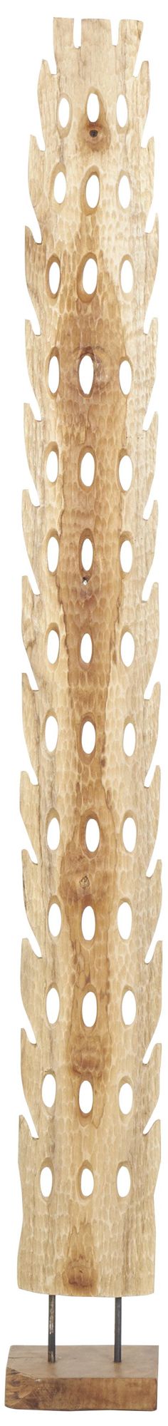 Image 2 Brown Teak Wood Natural Sculpture, 7" x 1" x 60"