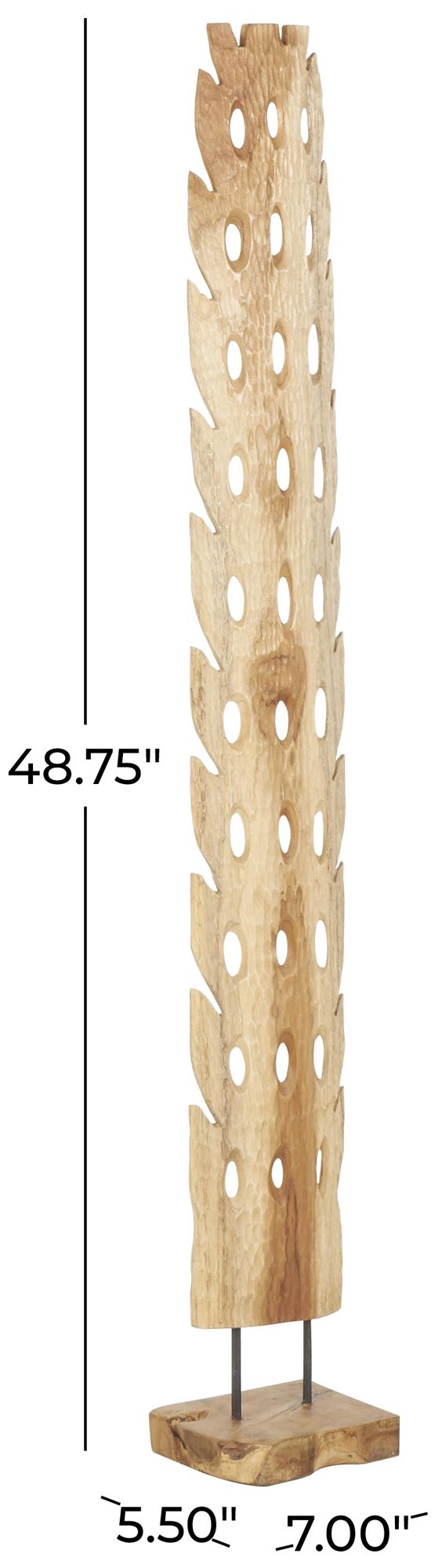 Image 7 Brown Teak Wood Natural Sculpture, 7" x 6" x 49" more views