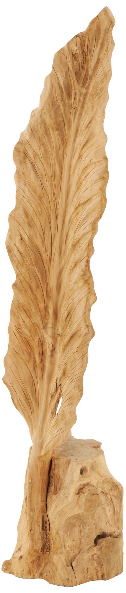 Image 2 Brown Teak Wood Natural Sculpture, 9" x 10" x 46"