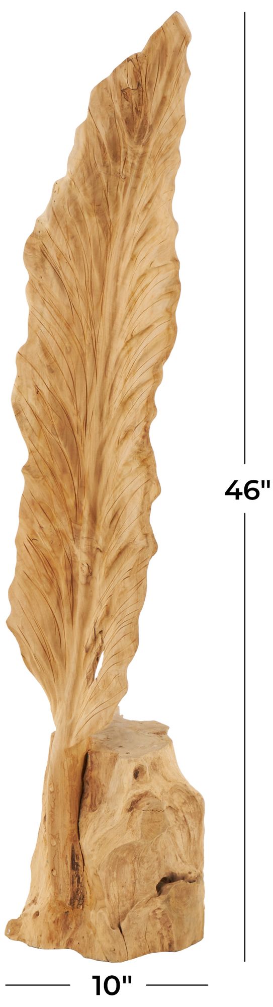 Image 7 Brown Teak Wood Natural Sculpture, 9" x 10" x 46" more views