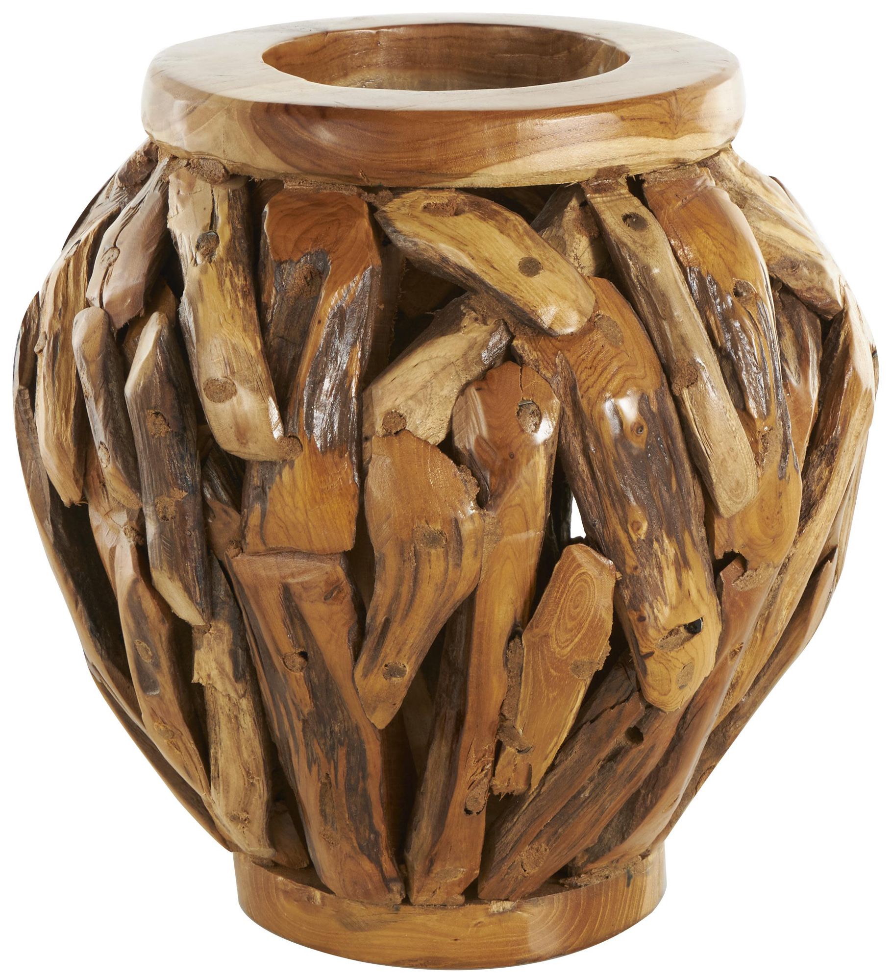 Image 2 Brown Teak Wood Natural Vase, 12" x 12" x 12"