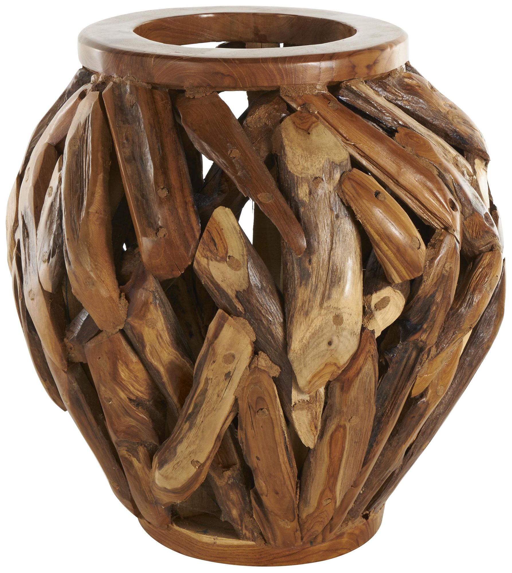 Image 2 Brown Teak Wood Natural Vase, 15" x 15" x 15"