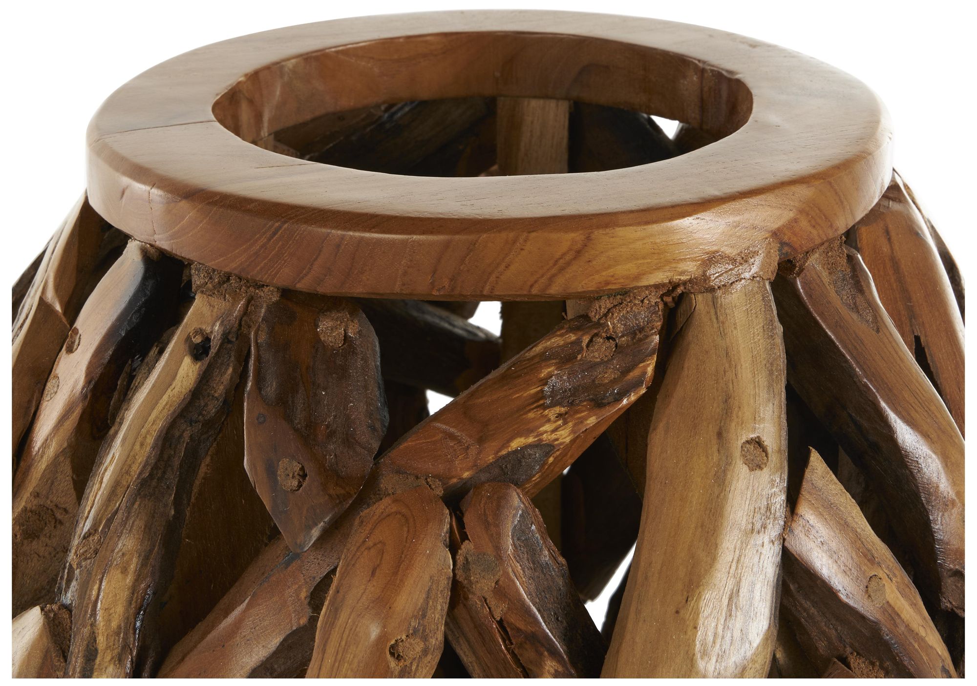 Image 4 Brown Teak Wood Natural Vase, 15" x 15" x 15" more views