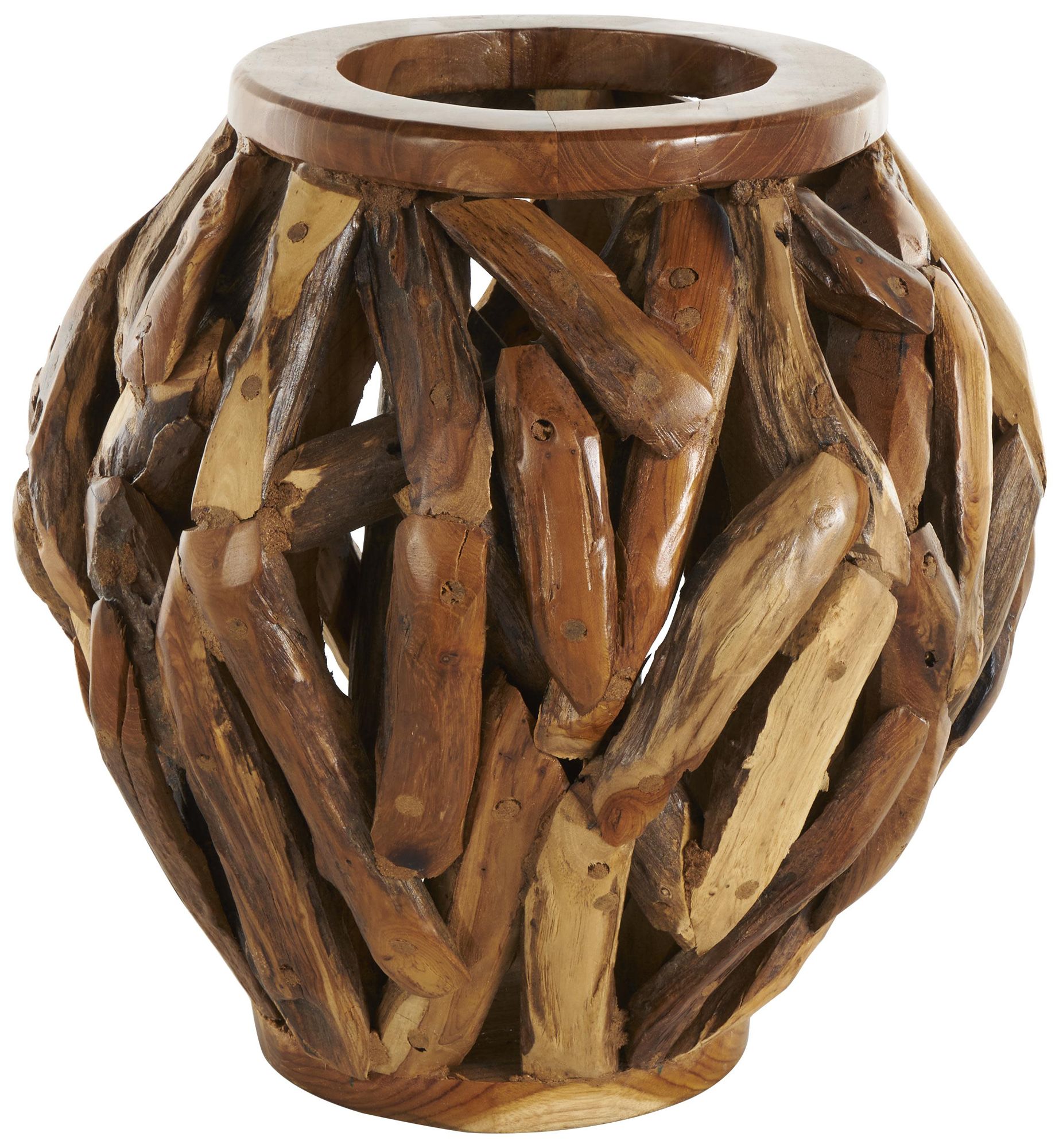 Image 5 Brown Teak Wood Natural Vase, 15" x 15" x 15" more views