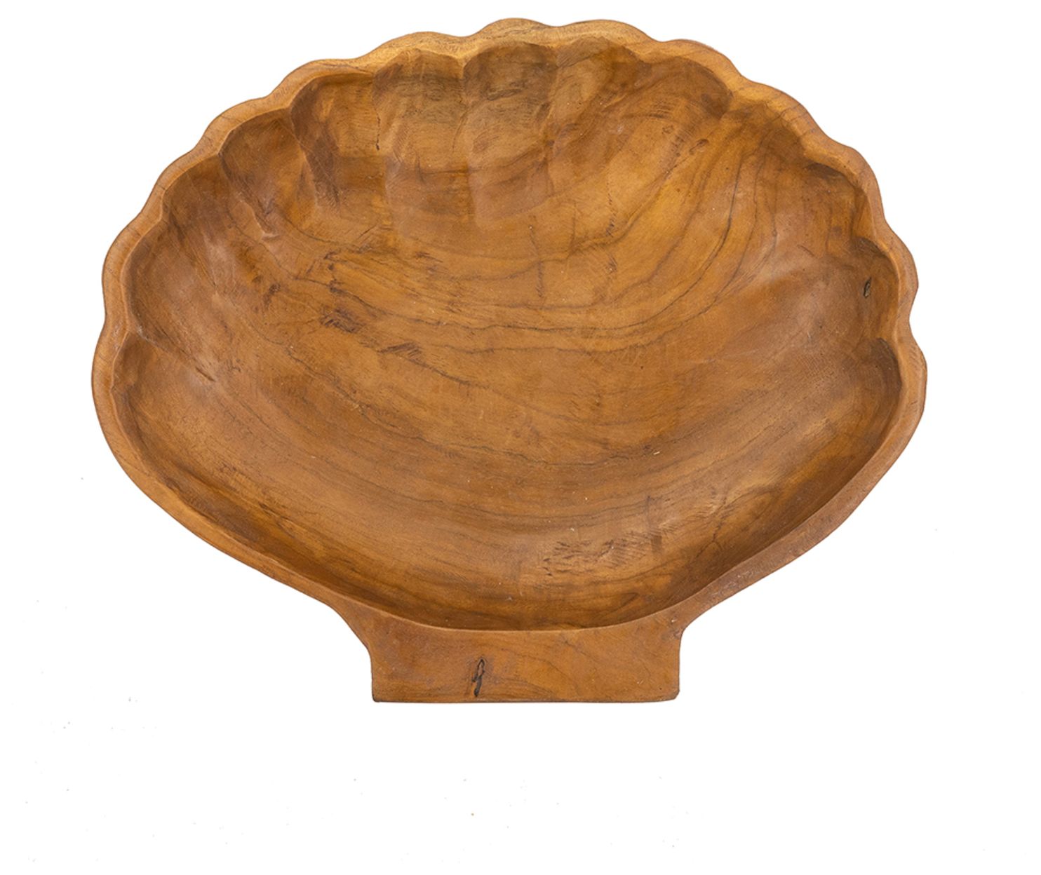 Image 2 Brown Teak Wood Plate w/ Seashell Design - 11.8"W x 9.8"L x 2.2"H more views