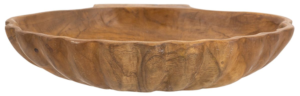 Image 3 Brown Teak Wood Plate w/ Seashell Design - 11.8"W x 9.8"L x 2.2"H more views