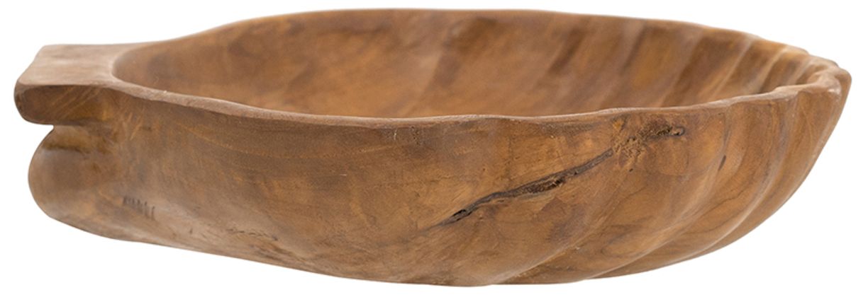 Image 4 Brown Teak Wood Plate w/ Seashell Design - 11.8"W x 9.8"L x 2.2"H more views