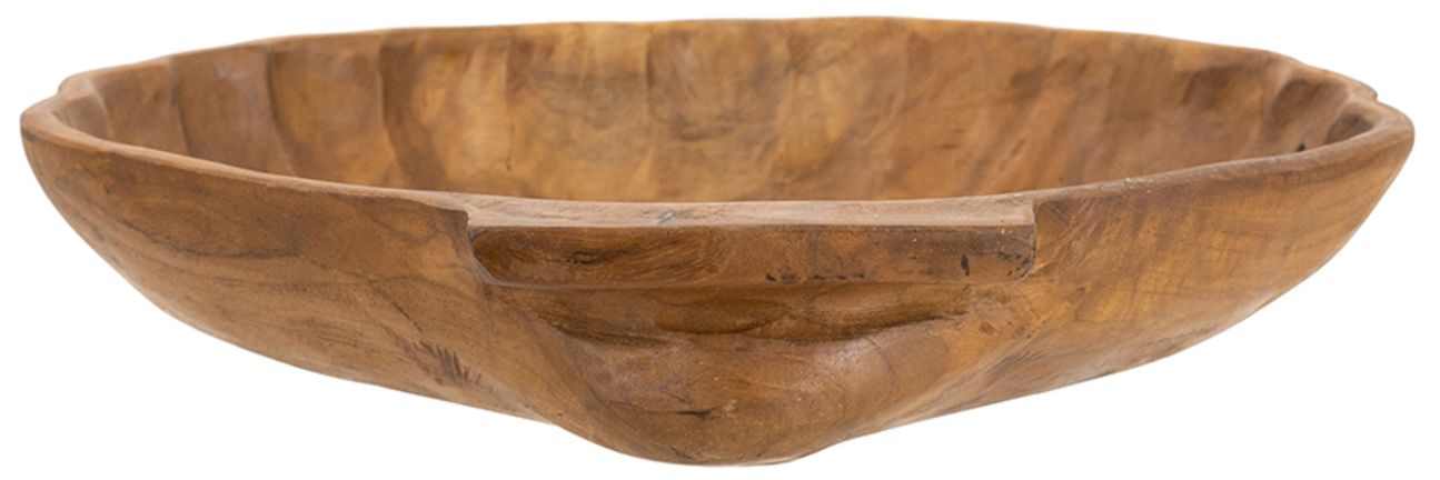 Image 5 Brown Teak Wood Plate w/ Seashell Design - 11.8"W x 9.8"L x 2.2"H more views