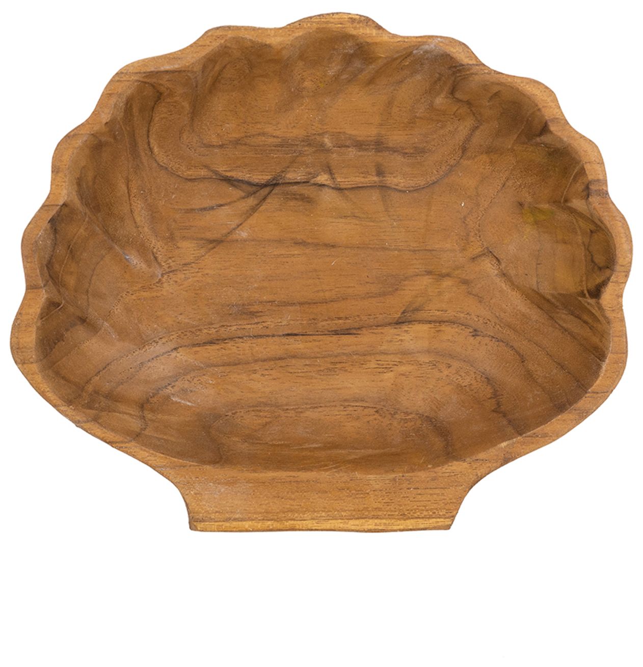 Image 3 Brown Teak Wood Plate w/ Seashell Design - 7.9"W x 6.7"L x 2"H more views