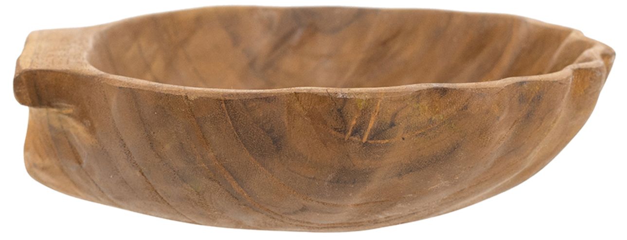 Image 5 Brown Teak Wood Plate w/ Seashell Design - 7.9"W x 6.7"L x 2"H more views