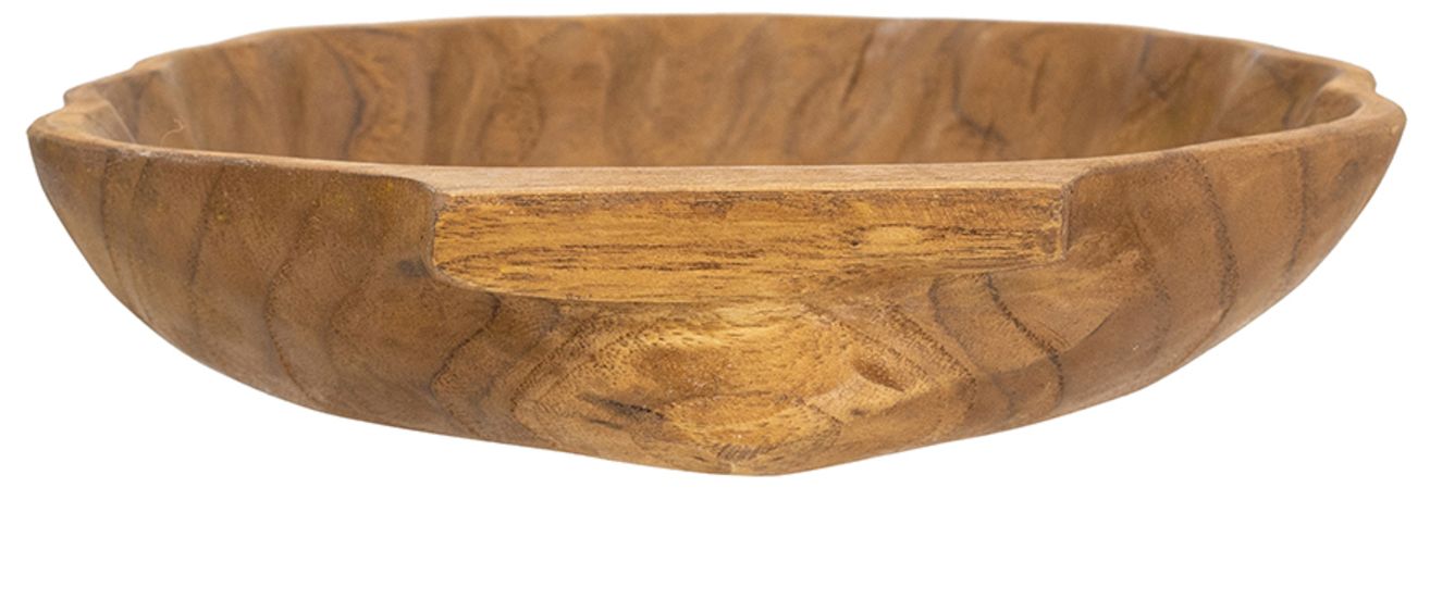 Image 6 Brown Teak Wood Plate w/ Seashell Design - 7.9"W x 6.7"L x 2"H more views