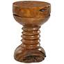 Brown Teak Wood Rustic Accent Table, 13" x 13" x 20"