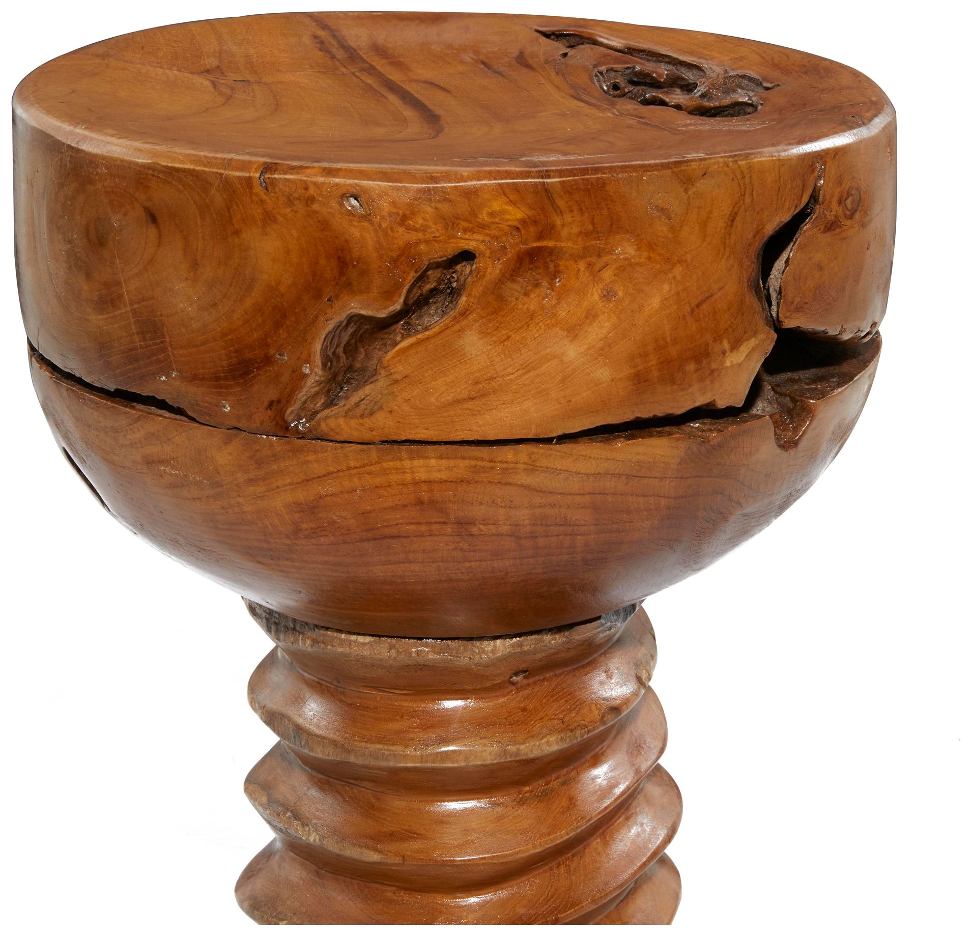 Image 4 Brown Teak Wood Rustic Accent Table, 13" x 13" x 20" more views