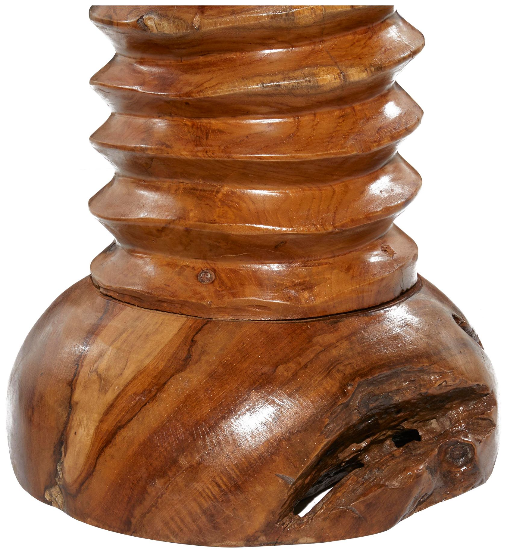 Image 5 Brown Teak Wood Rustic Accent Table, 13" x 13" x 20" more views