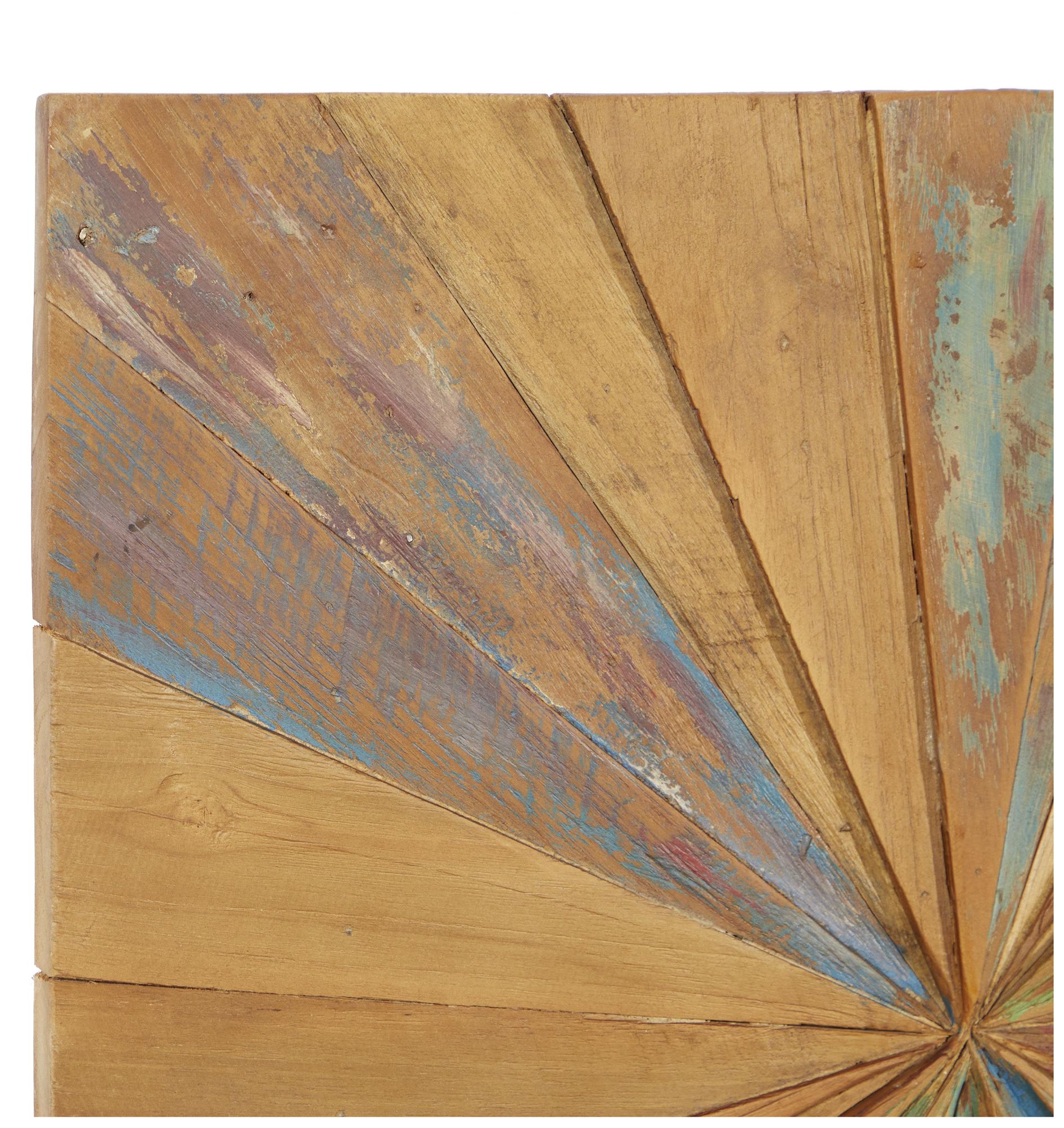 Image 3 Brown Teak Wood Rustic Wall Decor, 28" x 1" x 28" more views