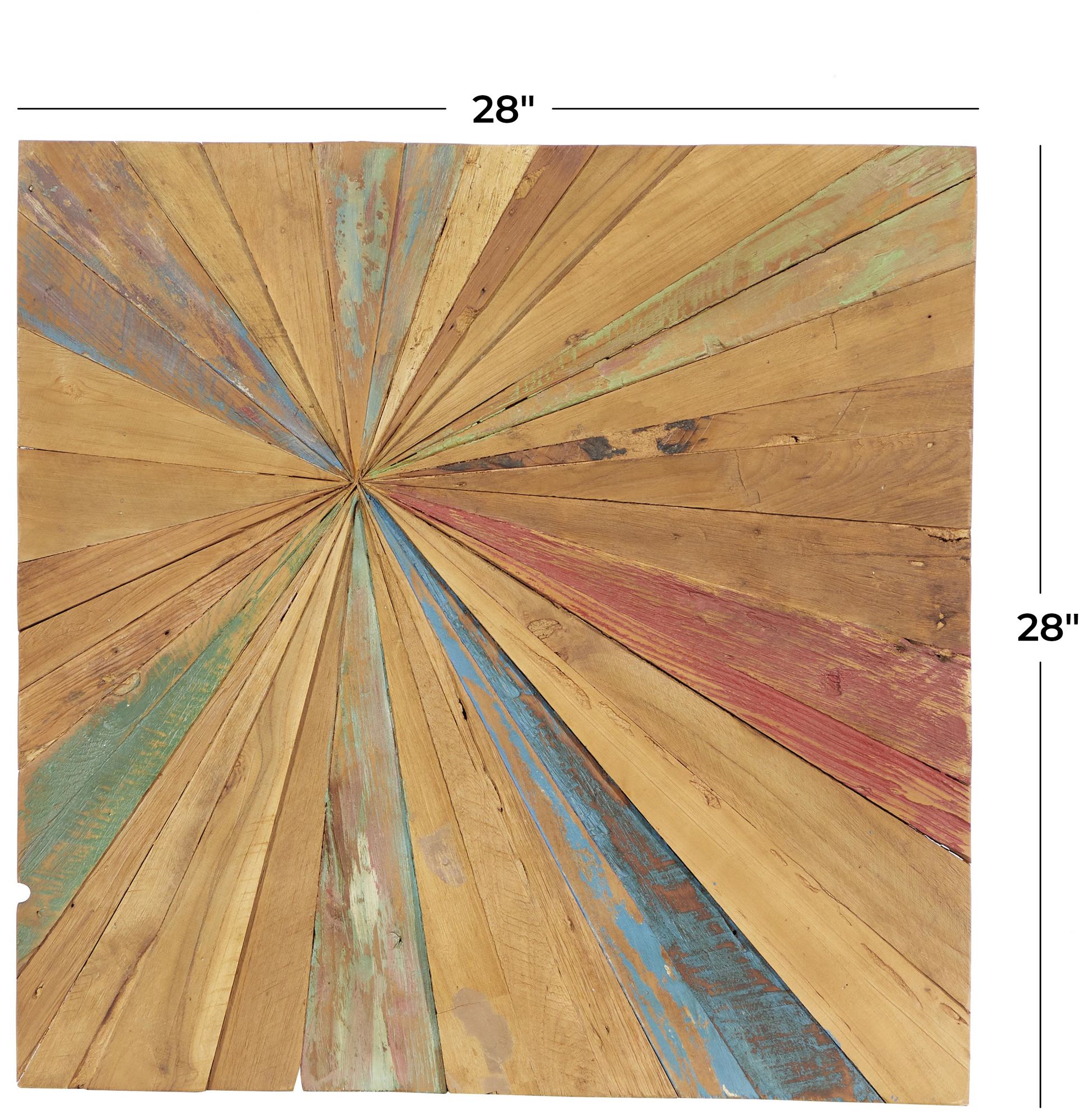 Image 7 Brown Teak Wood Rustic Wall Decor, 28" x 1" x 28" more views