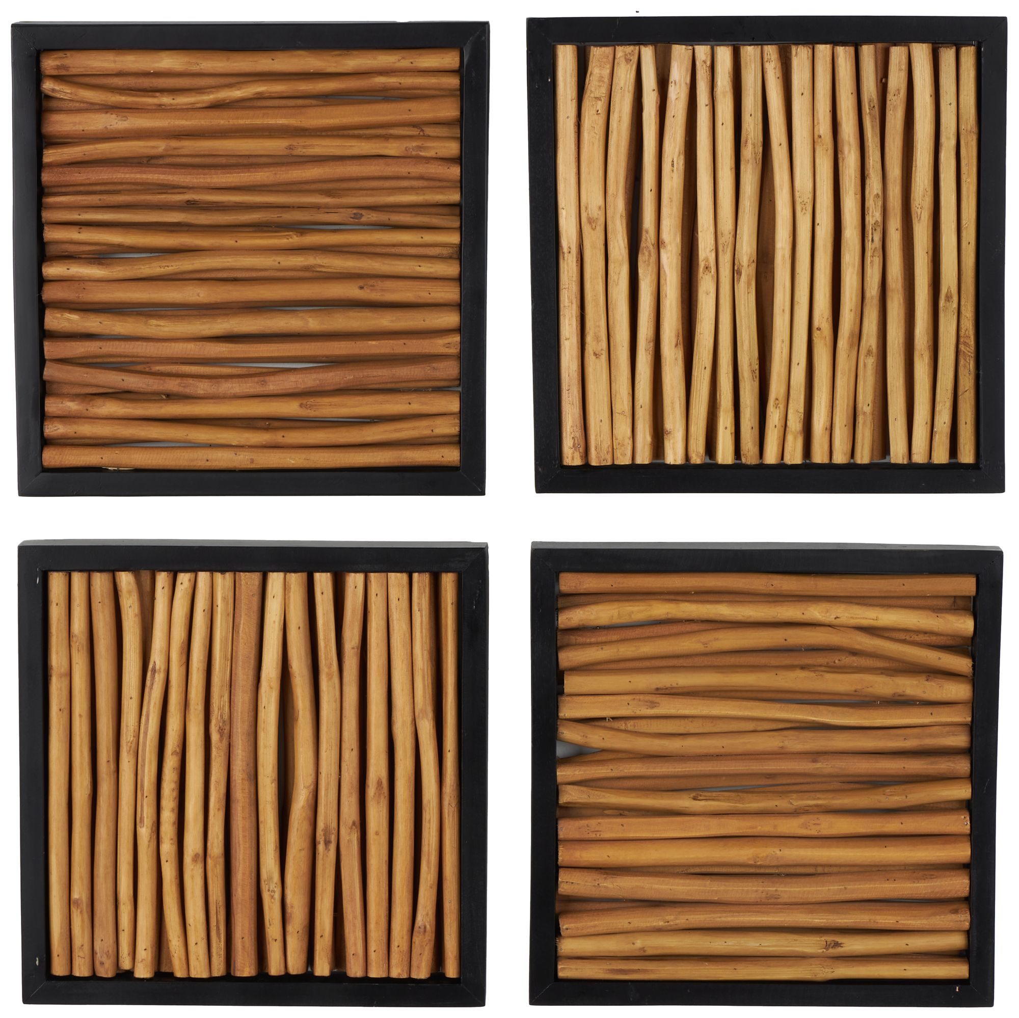 Image 2 Brown Teak Wood Rustic Wall Decor, S/4 16"W, 16"H