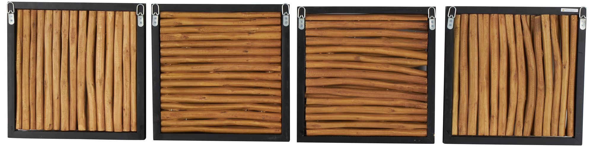 Image 5 Brown Teak Wood Rustic Wall Decor, S/4 16"W, 16"H more views