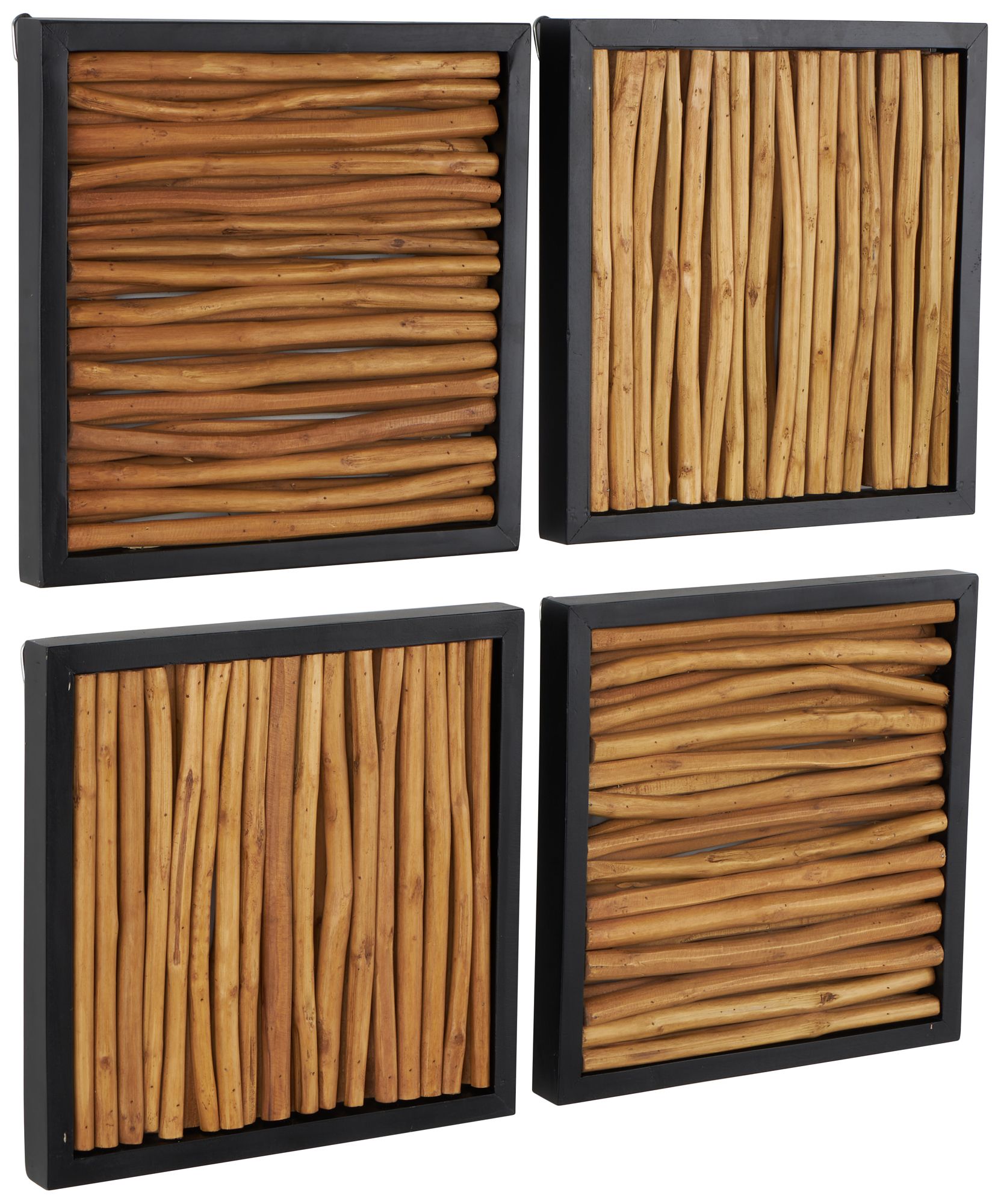 Image 6 Brown Teak Wood Rustic Wall Decor, S/4 16"W, 16"H more views