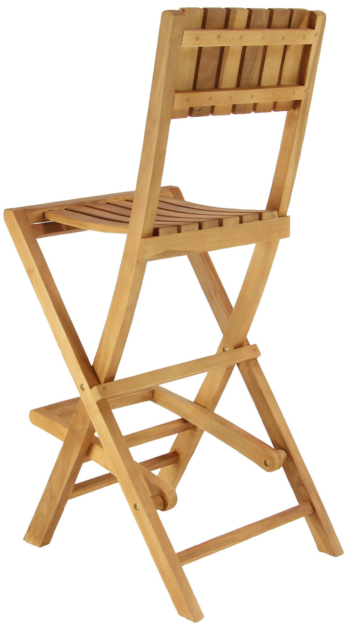 Image 5 Brown Teak Wood Traditional Bar Stool, S/2 18"W, 45"H more views