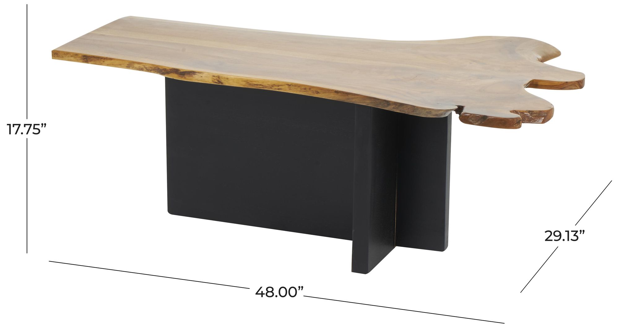 Image 7 Brown Teak Wood Traditional Coffee Table, 48" x 29" x 18" more views