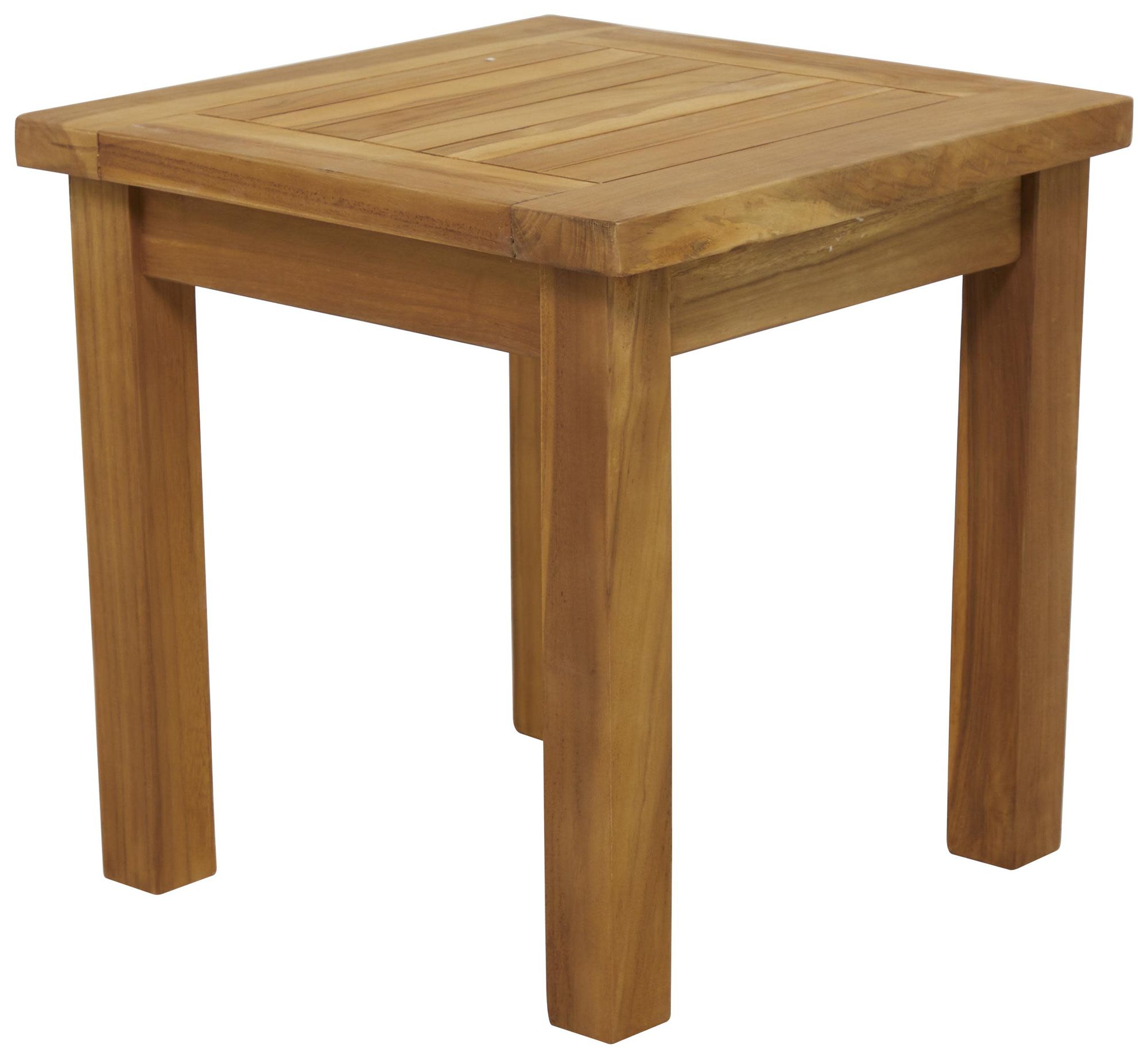 Image 6 Brown Teak Wood Traditional Outdoor Accent Table, 19" x 18" x 18" more views
