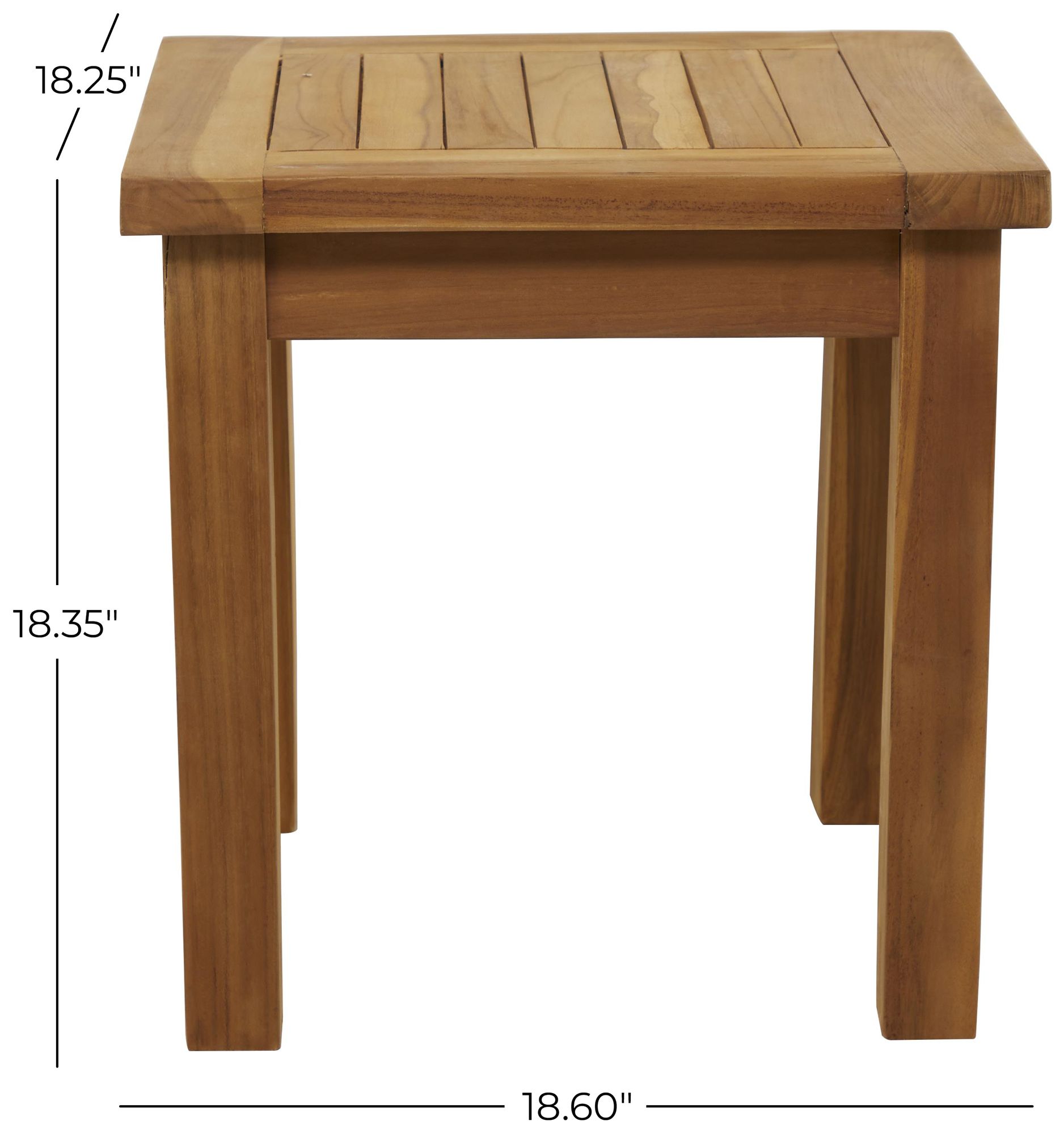 Image 7 Brown Teak Wood Traditional Outdoor Accent Table, 19" x 18" x 18" more views