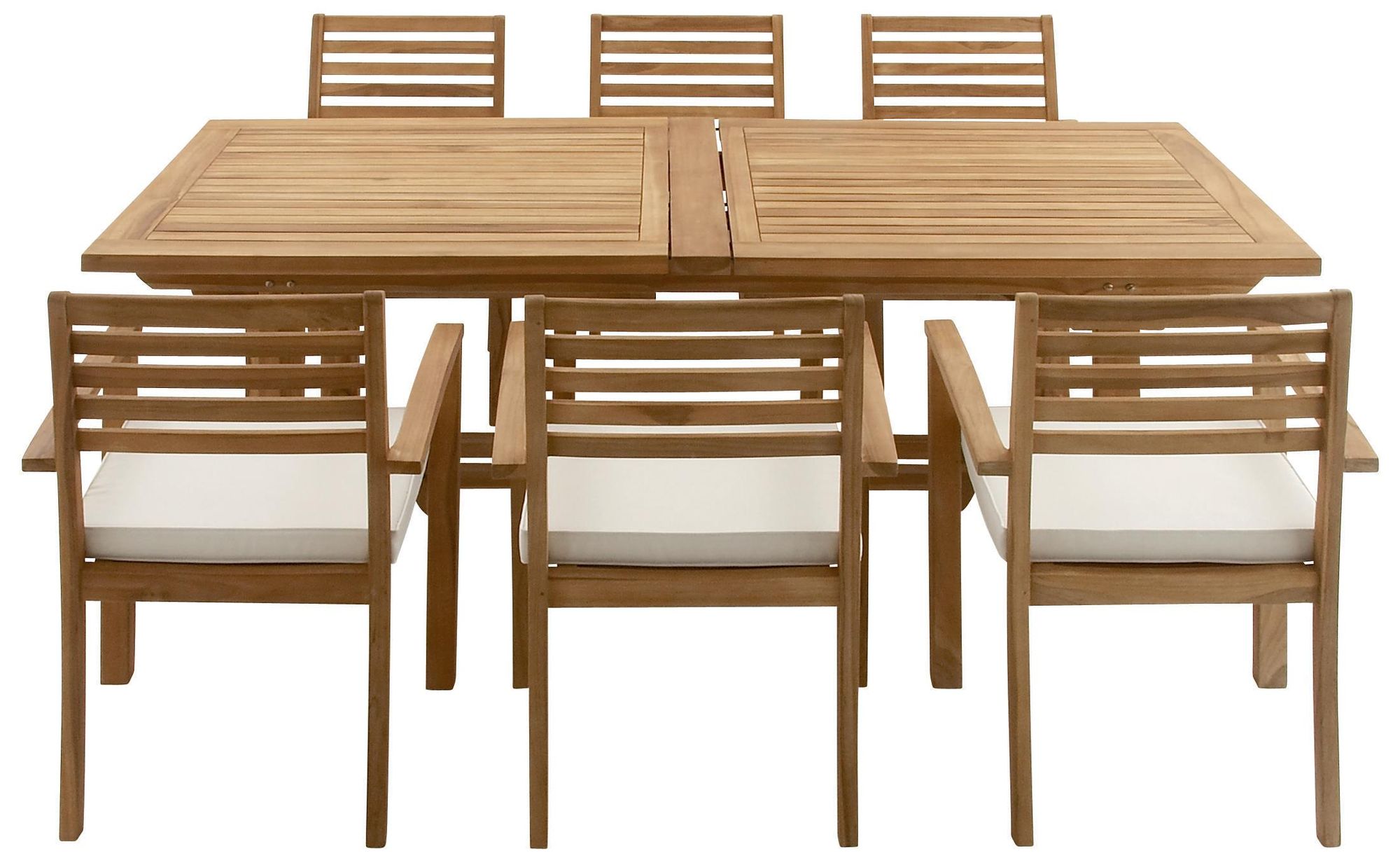 Image 4 Brown Teak Wood Traditional Outdoor Dining Set, S/7 83"W, 31"H more views