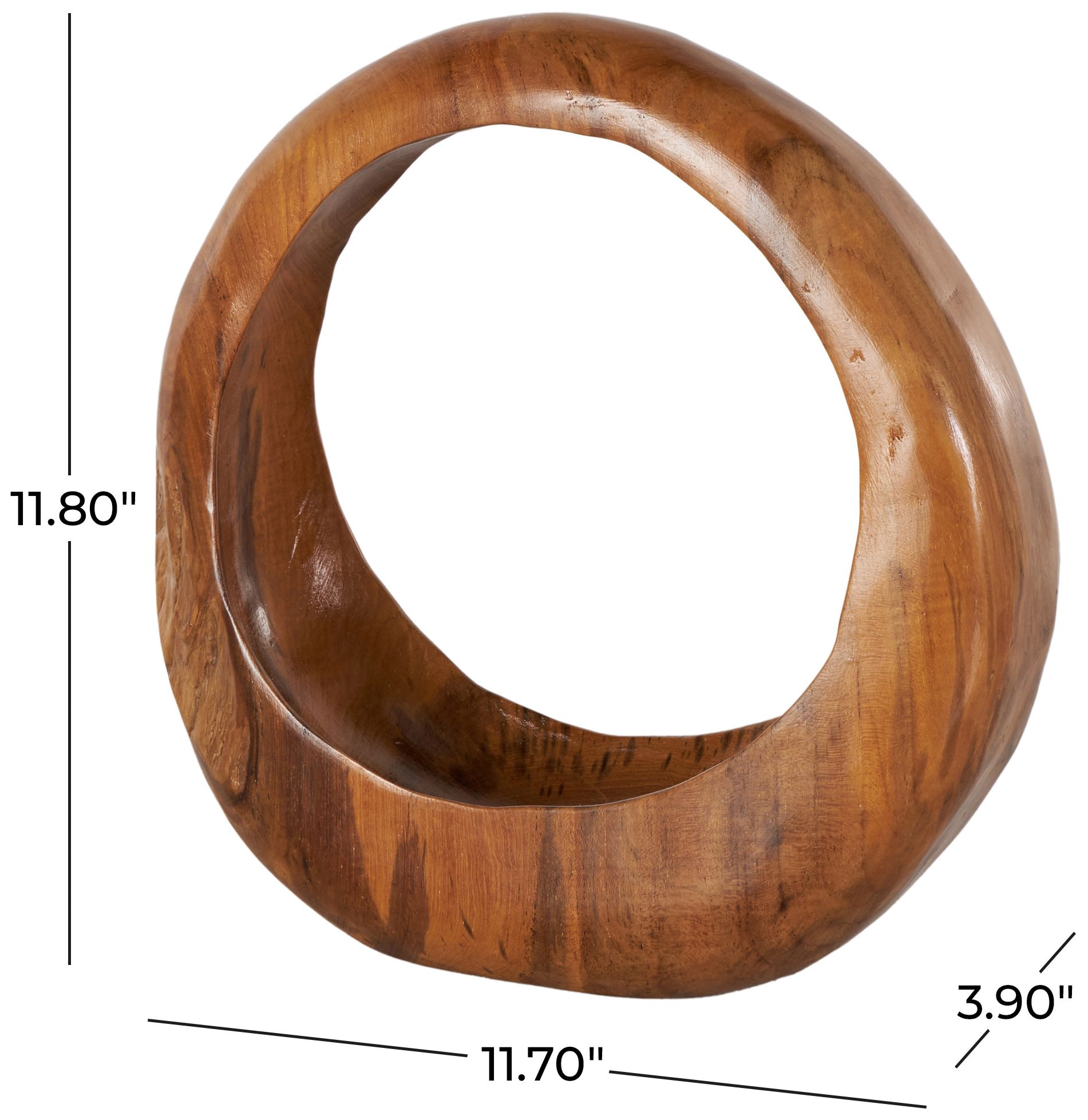 Image 7 Brown Teak Wood Traditional Sculpture, 12" x 4" x 12" more views