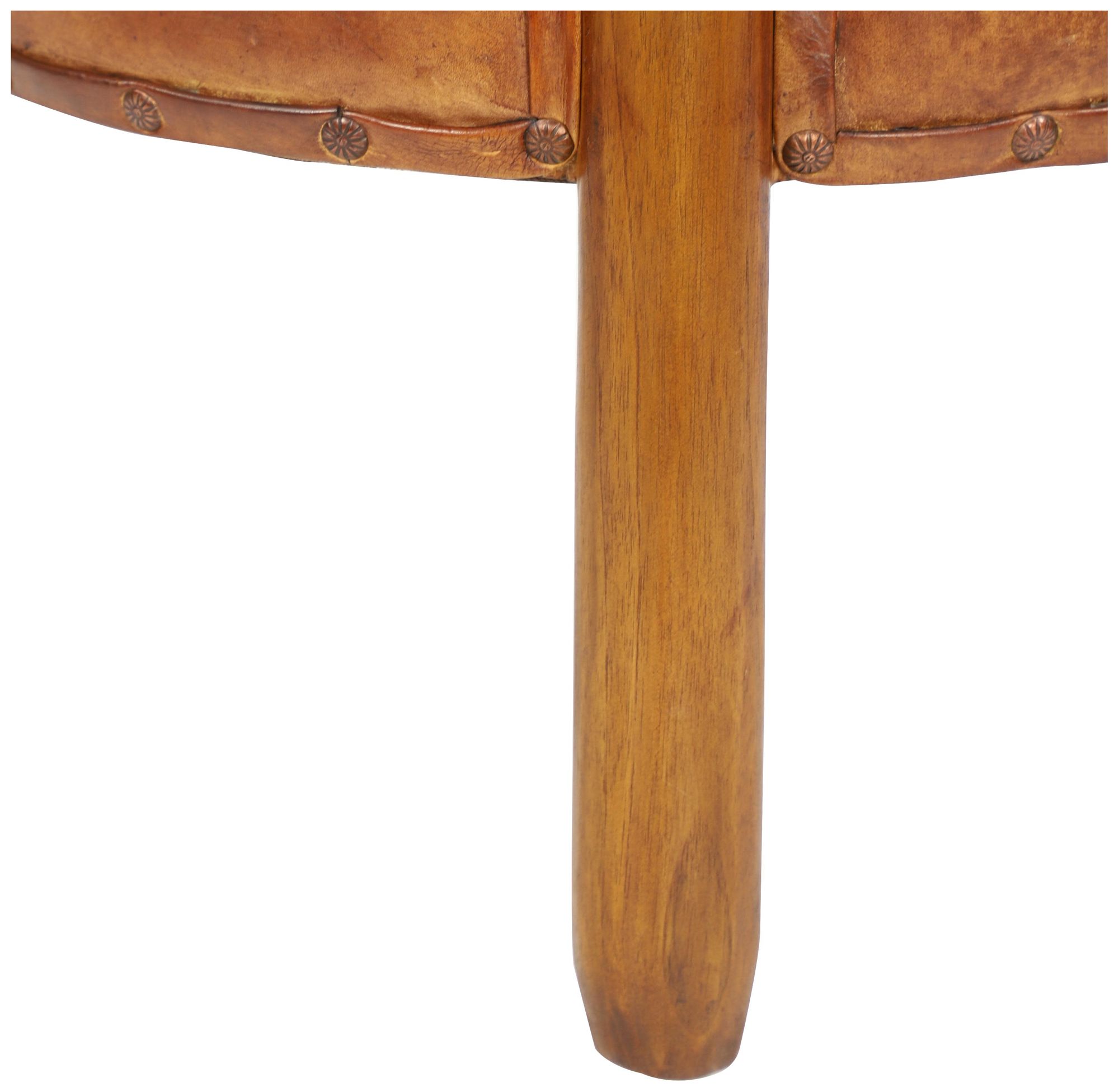 Image 3 Brown Teak Wood Traditional Stool, 17" x 17" x 20" more views