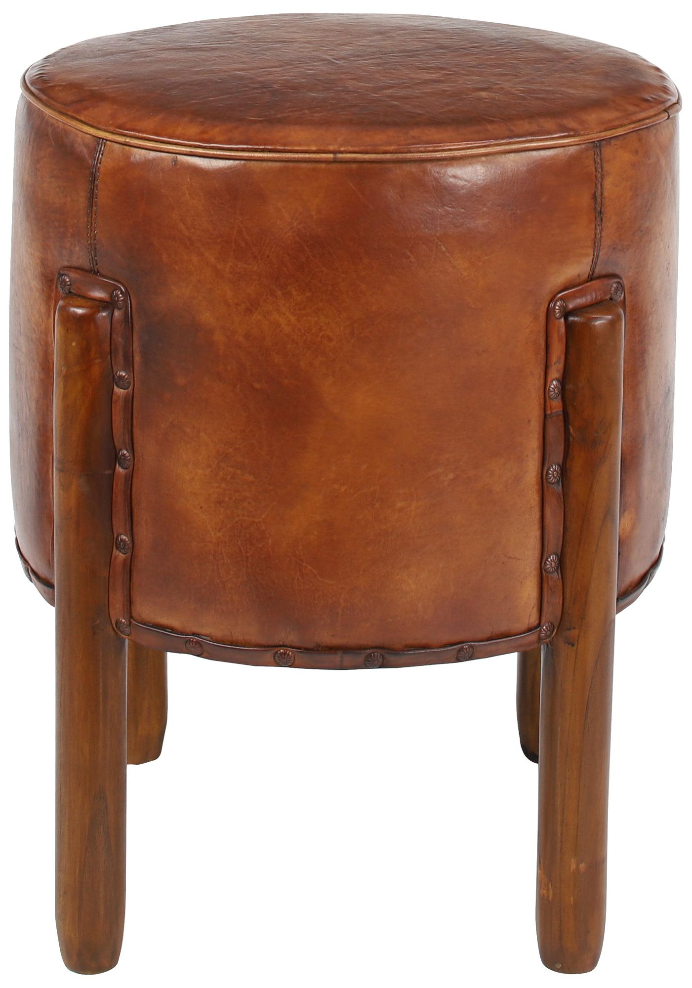 Image 5 Brown Teak Wood Traditional Stool, 17" x 17" x 20" more views