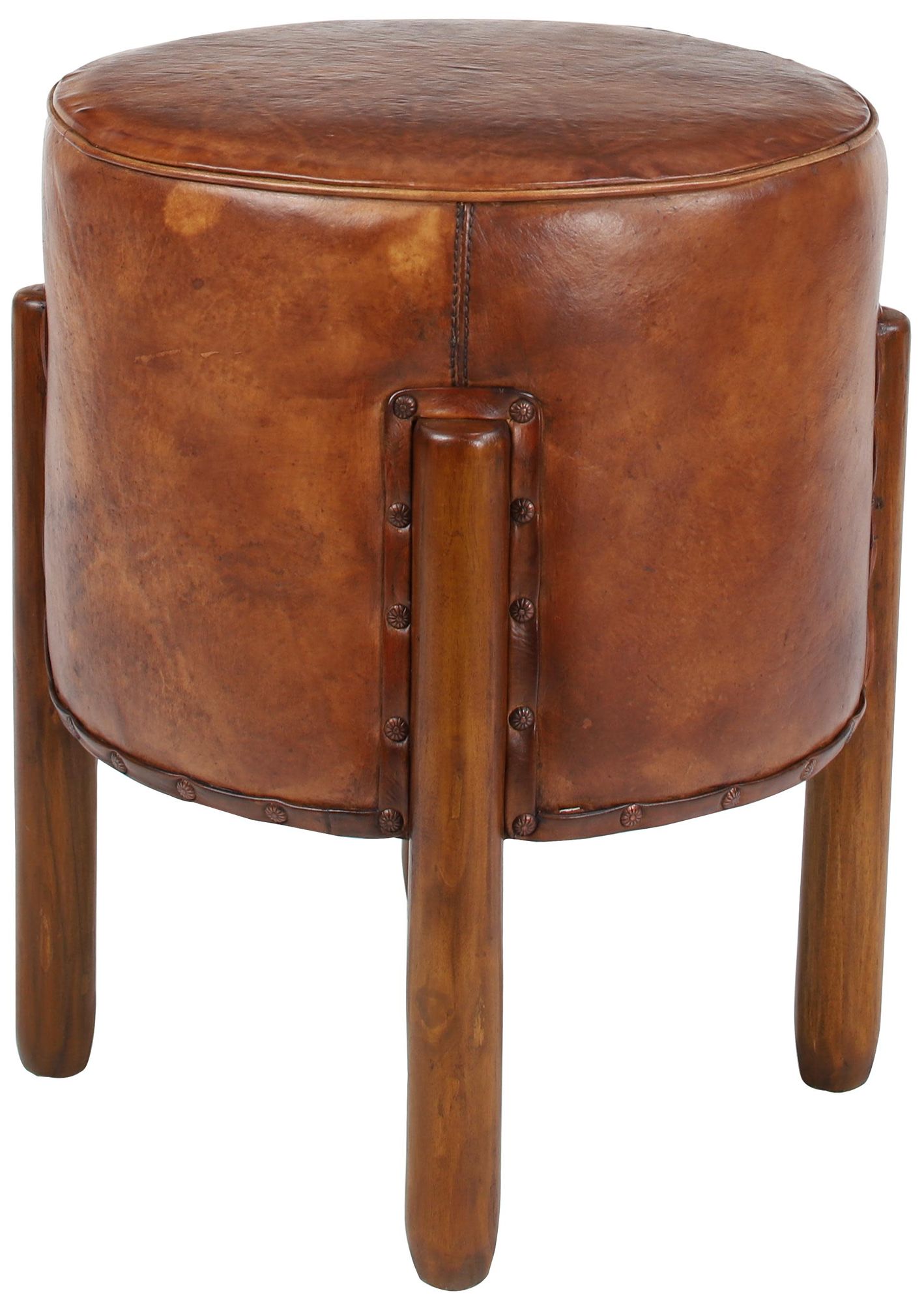 Image 6 Brown Teak Wood Traditional Stool, 17" x 17" x 20" more views