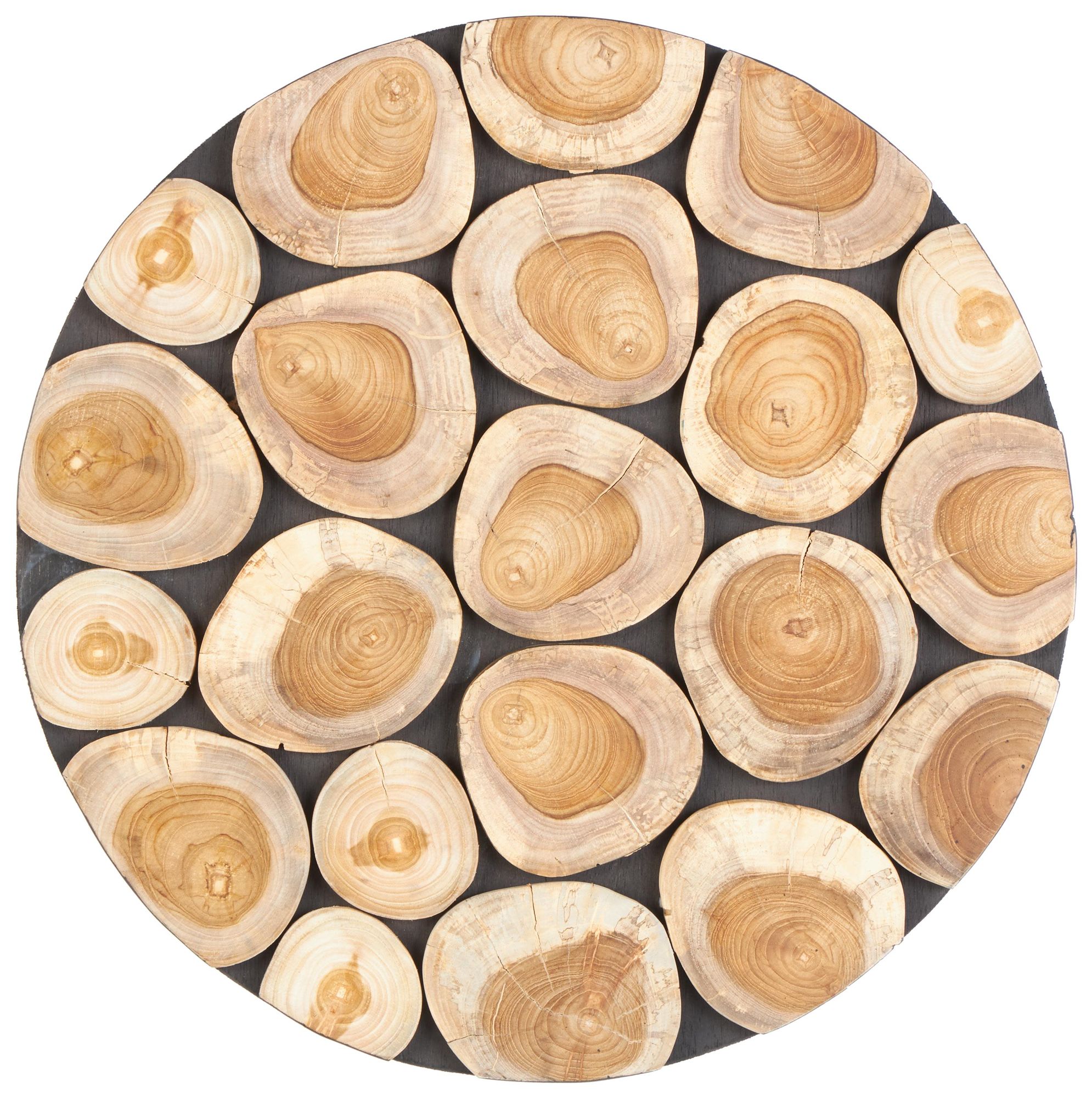 Image 2 Brown Teak Wood Traditional Wall Decor, 24" x 1" x 24"