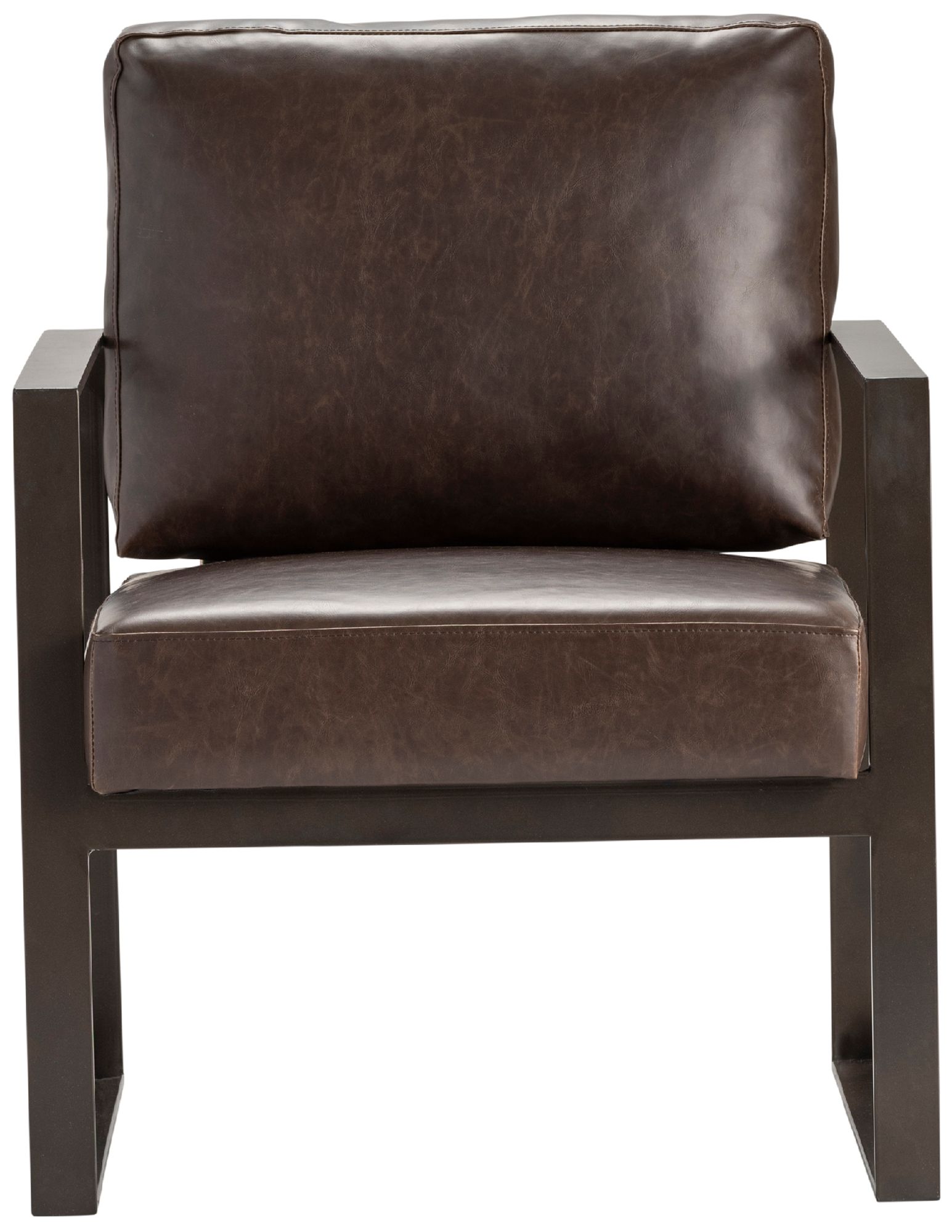 Image 2 Brown Upholstered Accent Arm Chair with Black Iron Frame more views