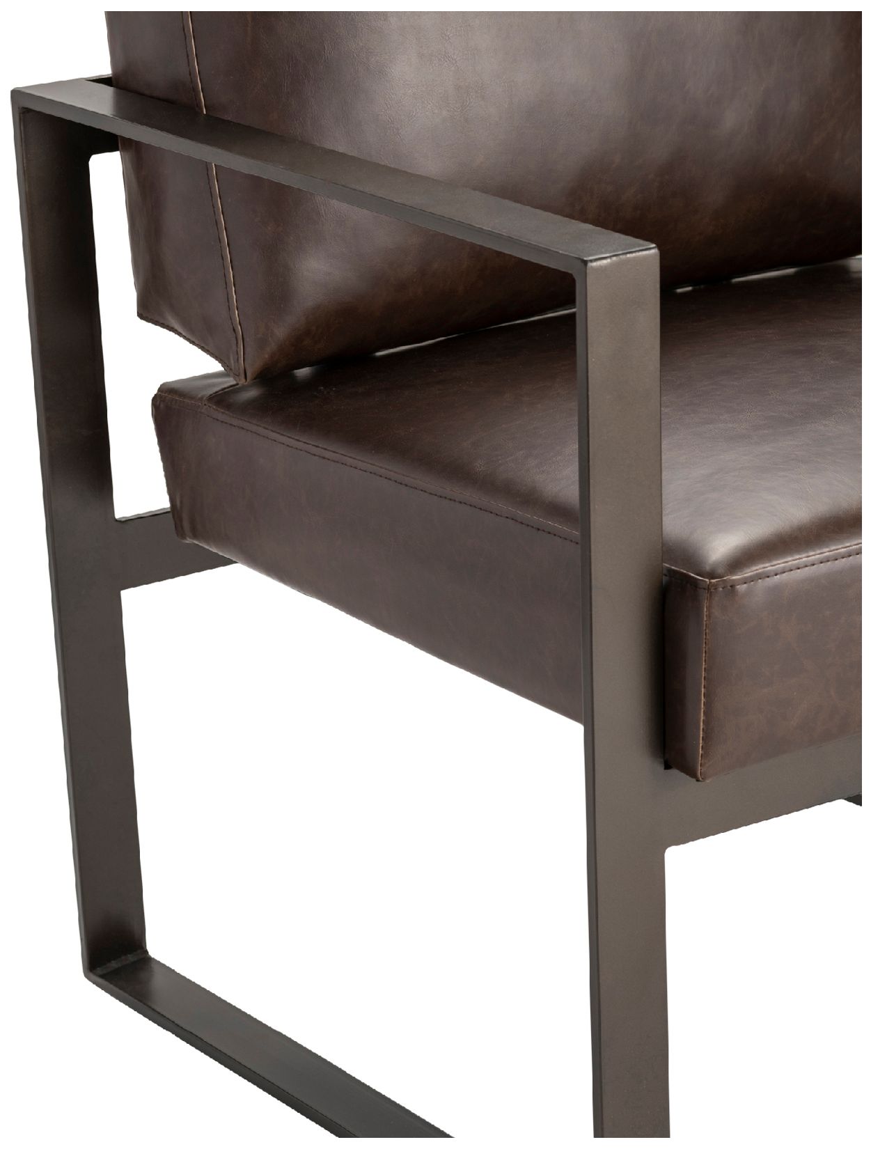 Image 3 Brown Upholstered Accent Arm Chair with Black Iron Frame more views