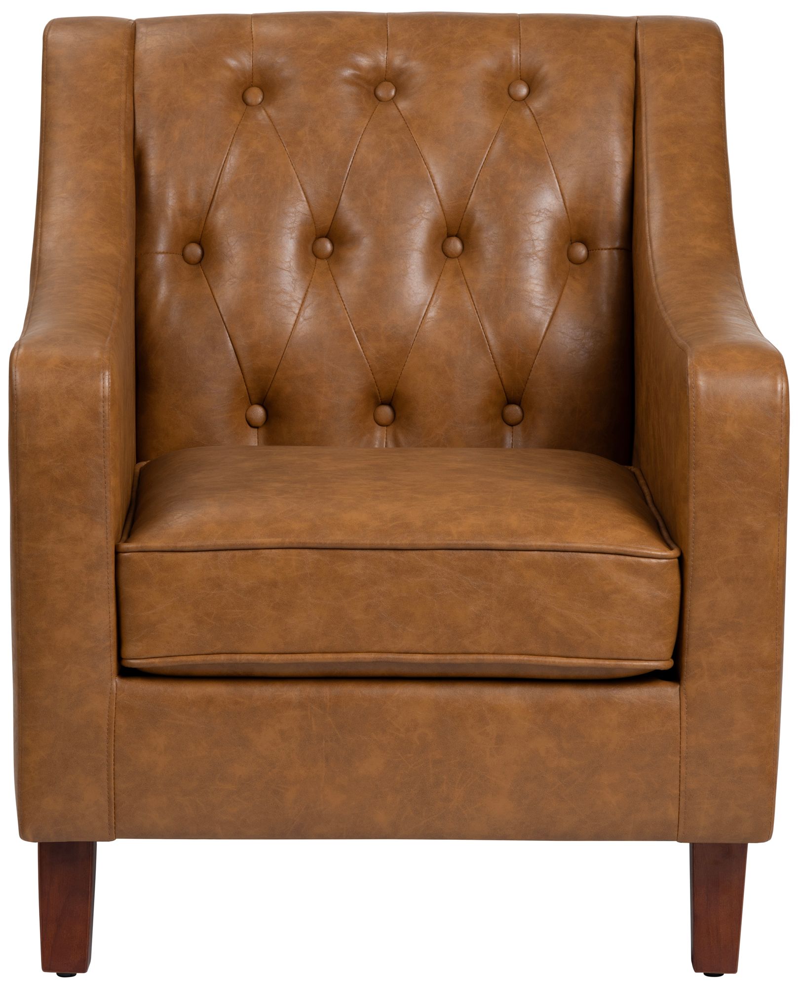 Image 3 Brown Upholstered Accent Arm Chair with Brown Solid Wood Frame more views