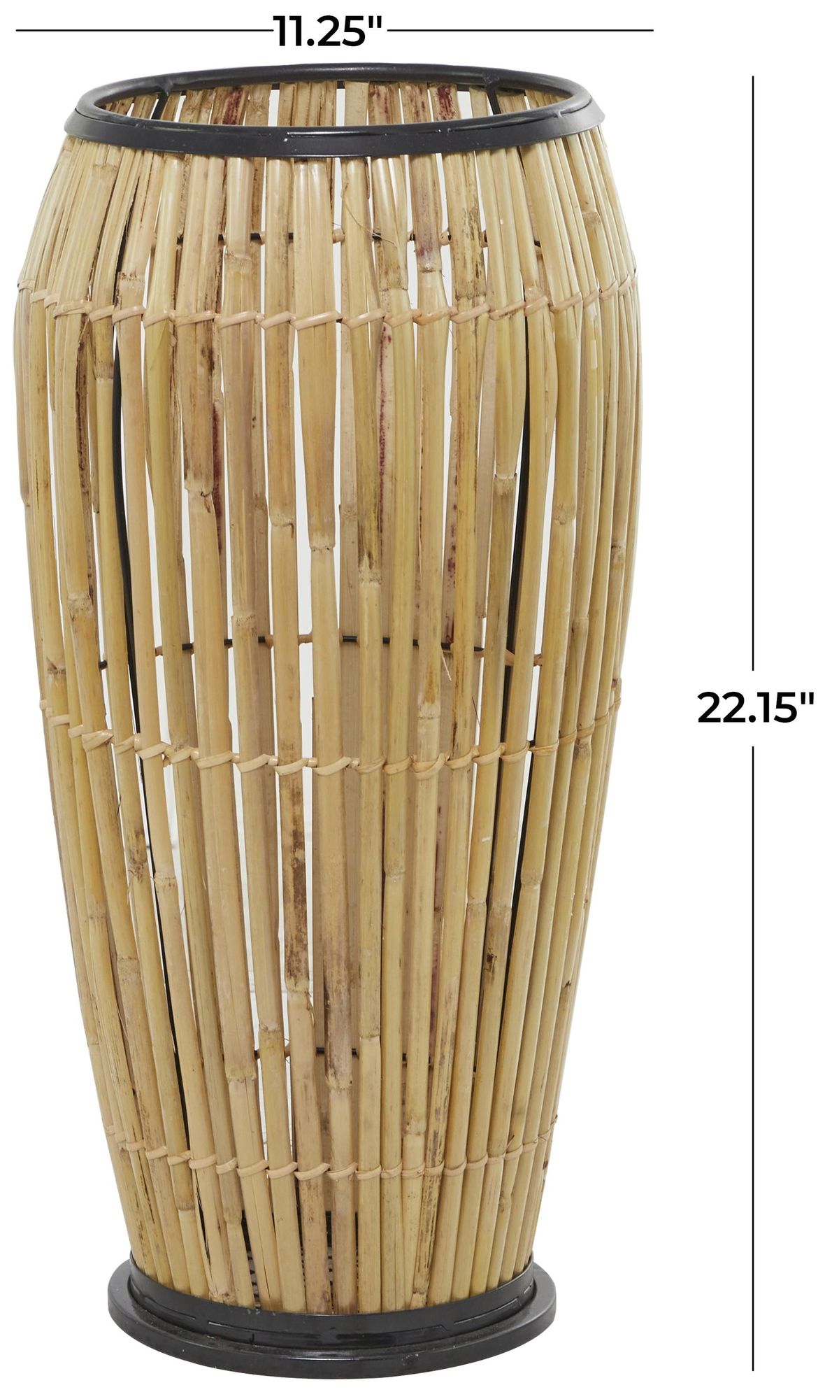 Image 6 Brown Wicker Wood Natural Vase, 11" x 11" x 22" more views