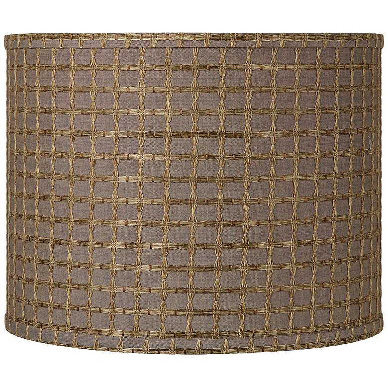 Image 1 Brown with Tan Weave Drum Shade 14x14x11 (Spider)
