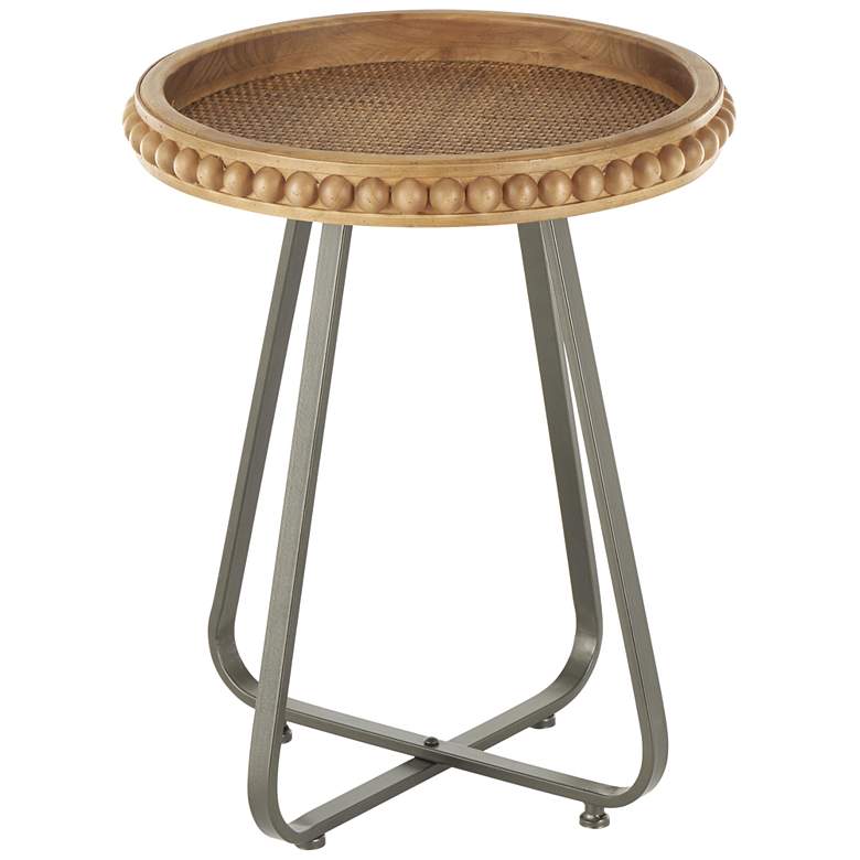 Image 1 Brown Wood Bohemian Accent Table, 17" x 17" x 21"