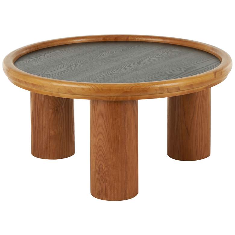 Image 1 Brown Wood Bohemian Coffee Table, 32" x 32" x 16"
