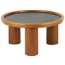 Brown Wood Bohemian Coffee Table, 32" x 32" x 16"