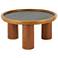 Brown Wood Bohemian Coffee Table, 32" x 32" x 16"