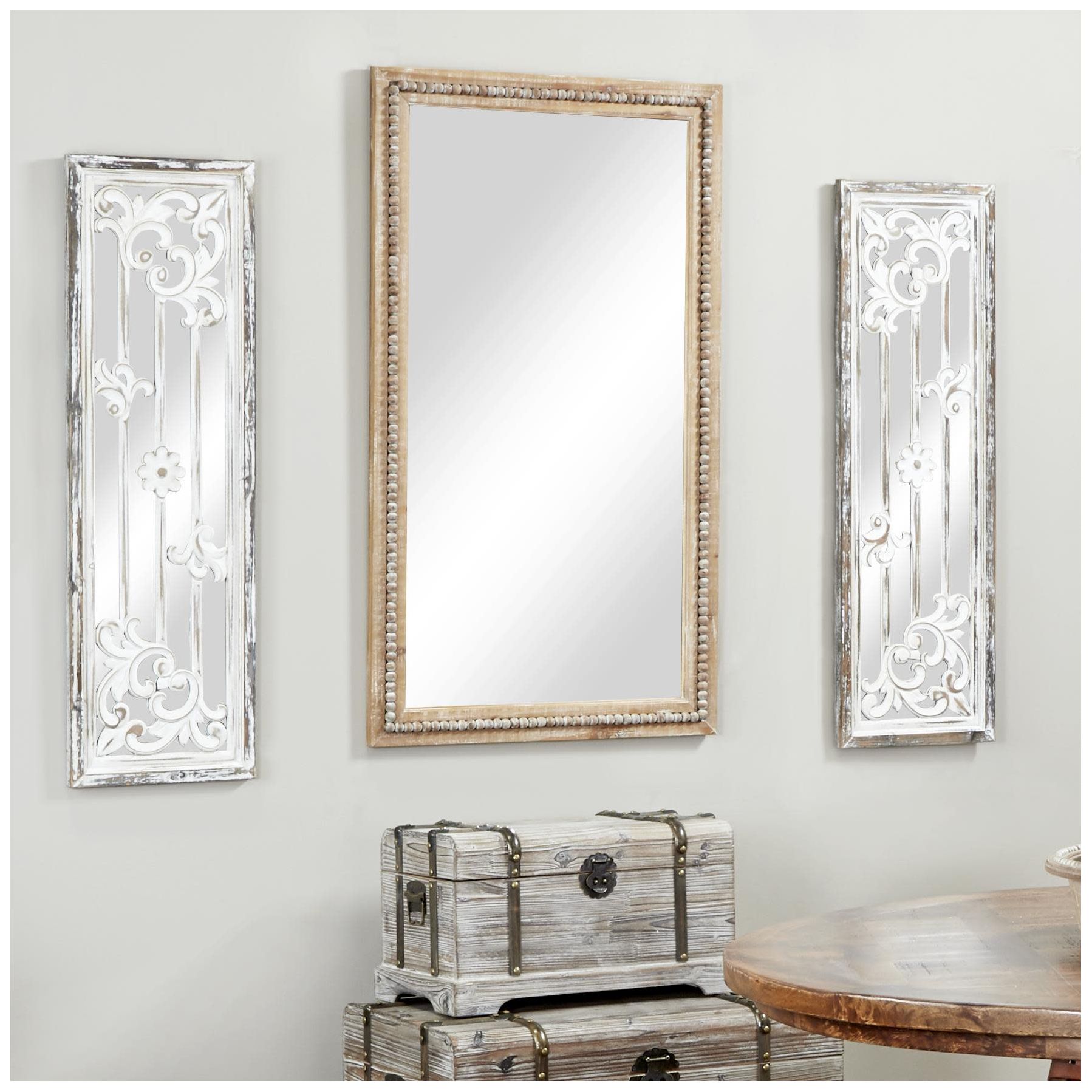 Image 4 Brown Wood Bohemian Wall Mirror, 28" x 2" x 48" more views