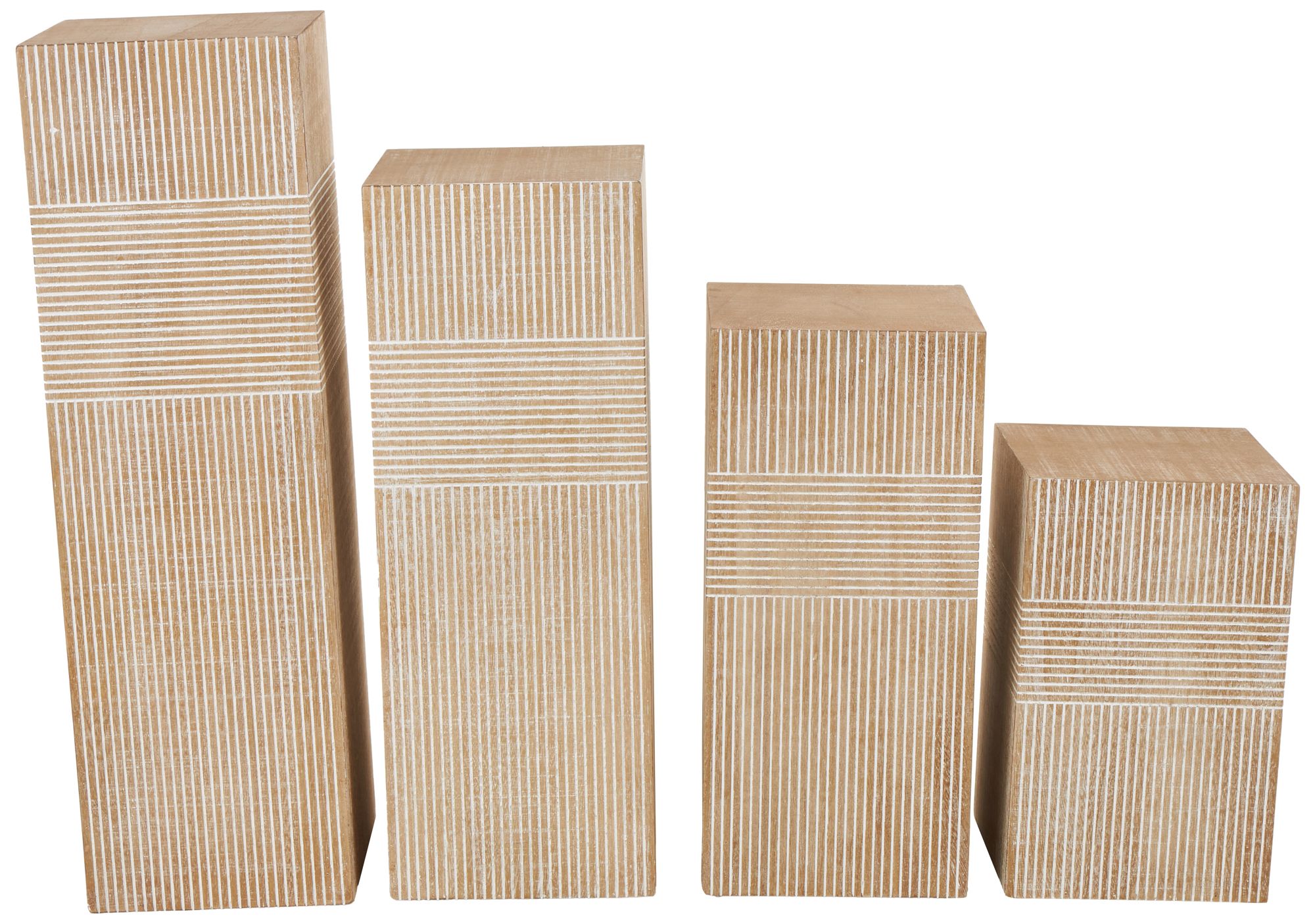 Image 5 Brown Wood Coastal Pedestal Table, S/4 24", 18", 36", 30"H more views