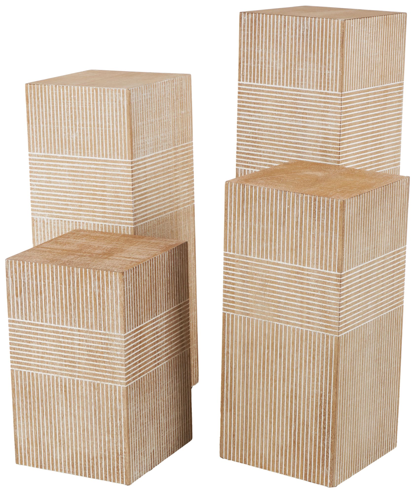 Image 6 Brown Wood Coastal Pedestal Table, S/4 24", 18", 36", 30"H more views