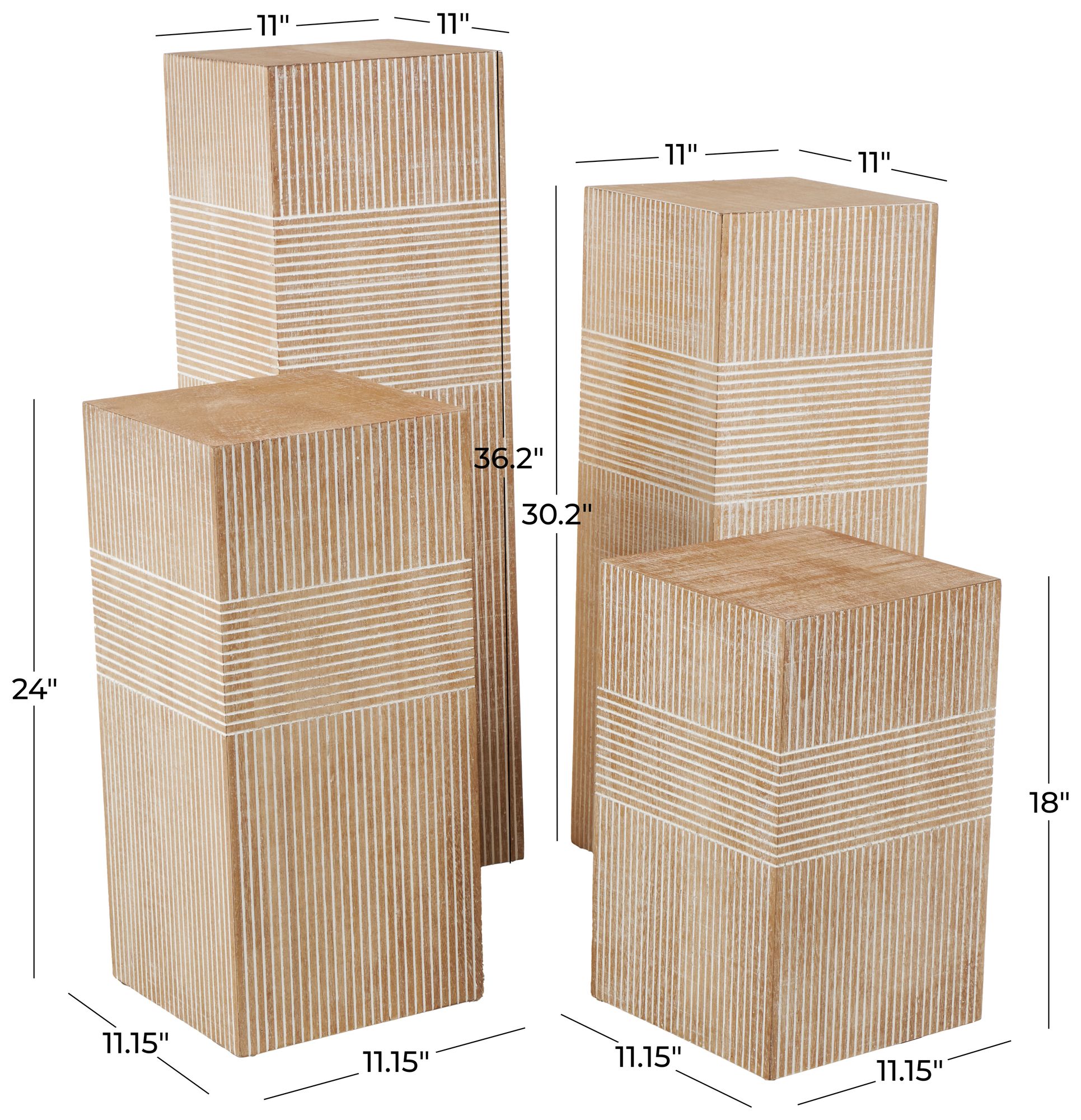 Image 7 Brown Wood Coastal Pedestal Table, S/4 24", 18", 36", 30"H more views