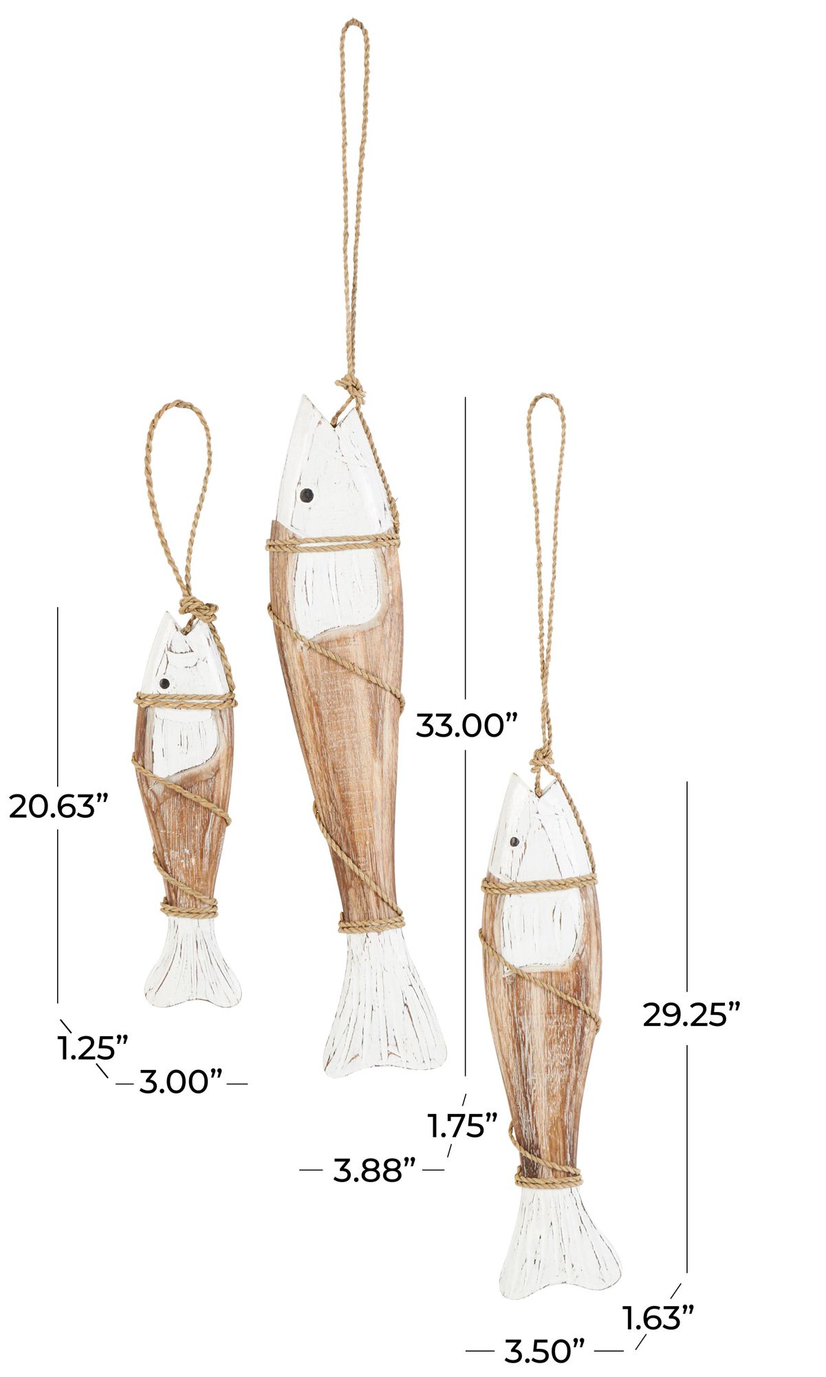 Image 7 Brown Wood Coastal Wall Decor, S/3 33", 29", 21"H more views