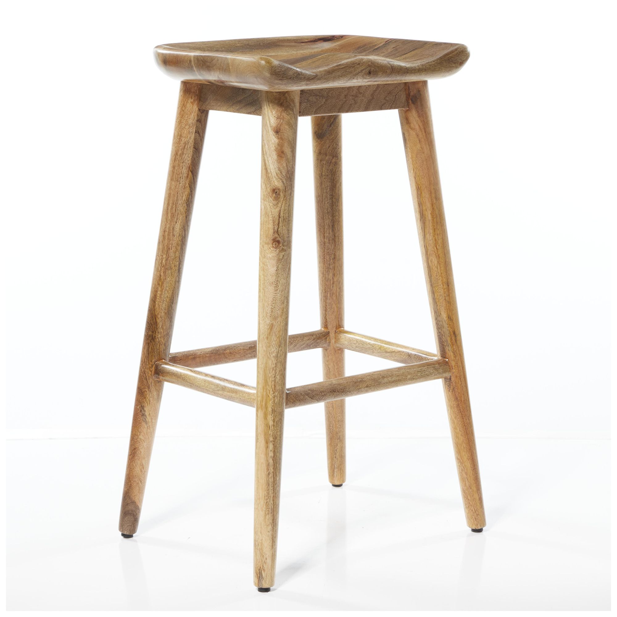 Image 2 Brown Wood Contemporary Bar Stool, 17" x 14" x 30"