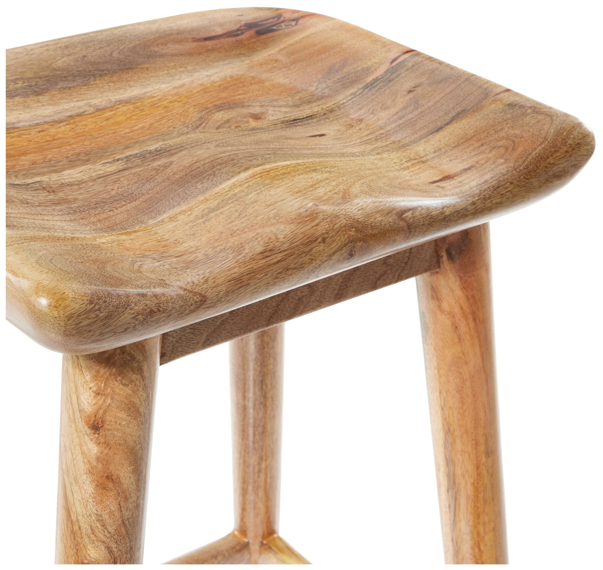 Image 4 Brown Wood Contemporary Bar Stool, 17" x 14" x 30" more views