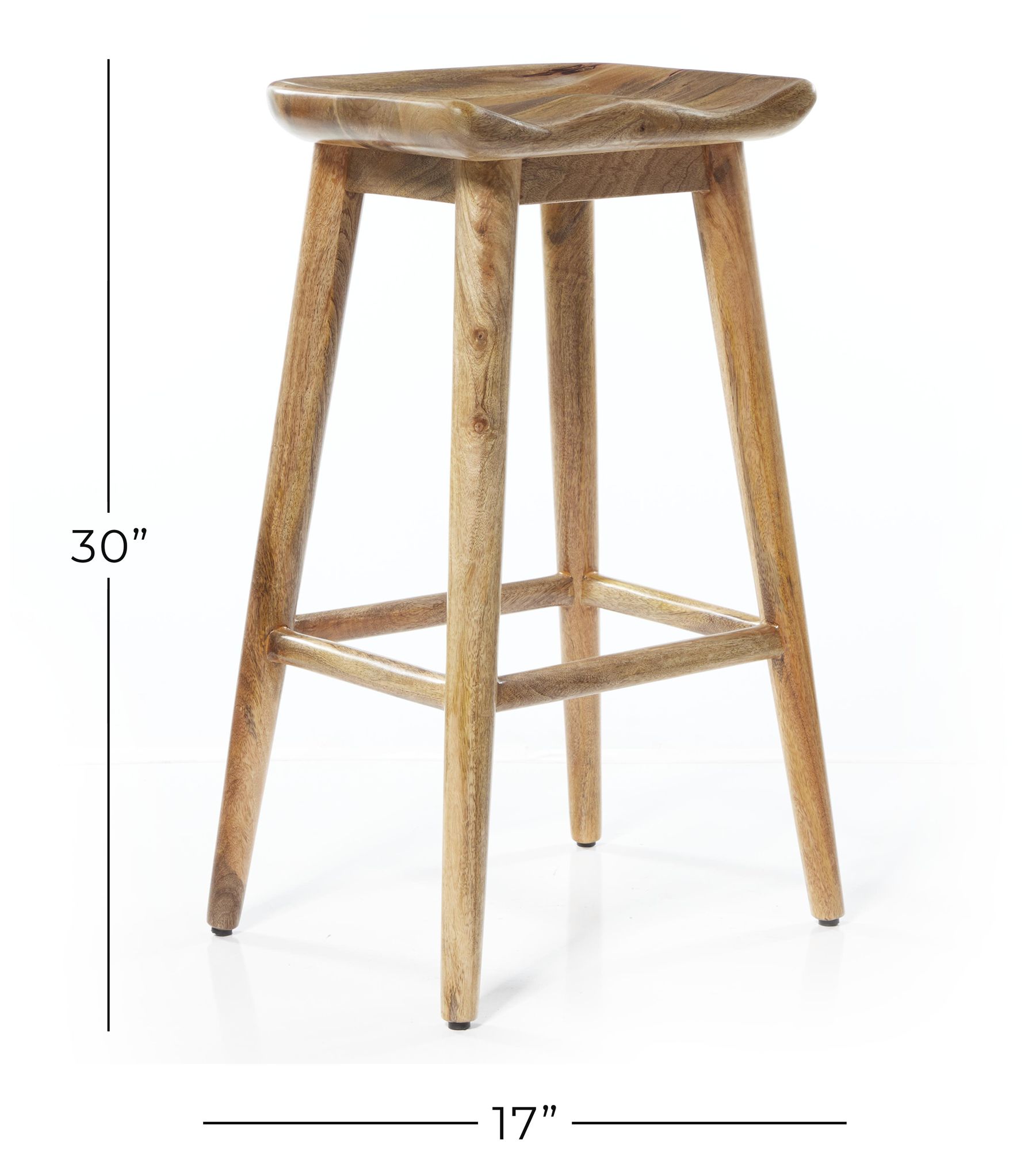 Image 7 Brown Wood Contemporary Bar Stool, 17" x 14" x 30" more views